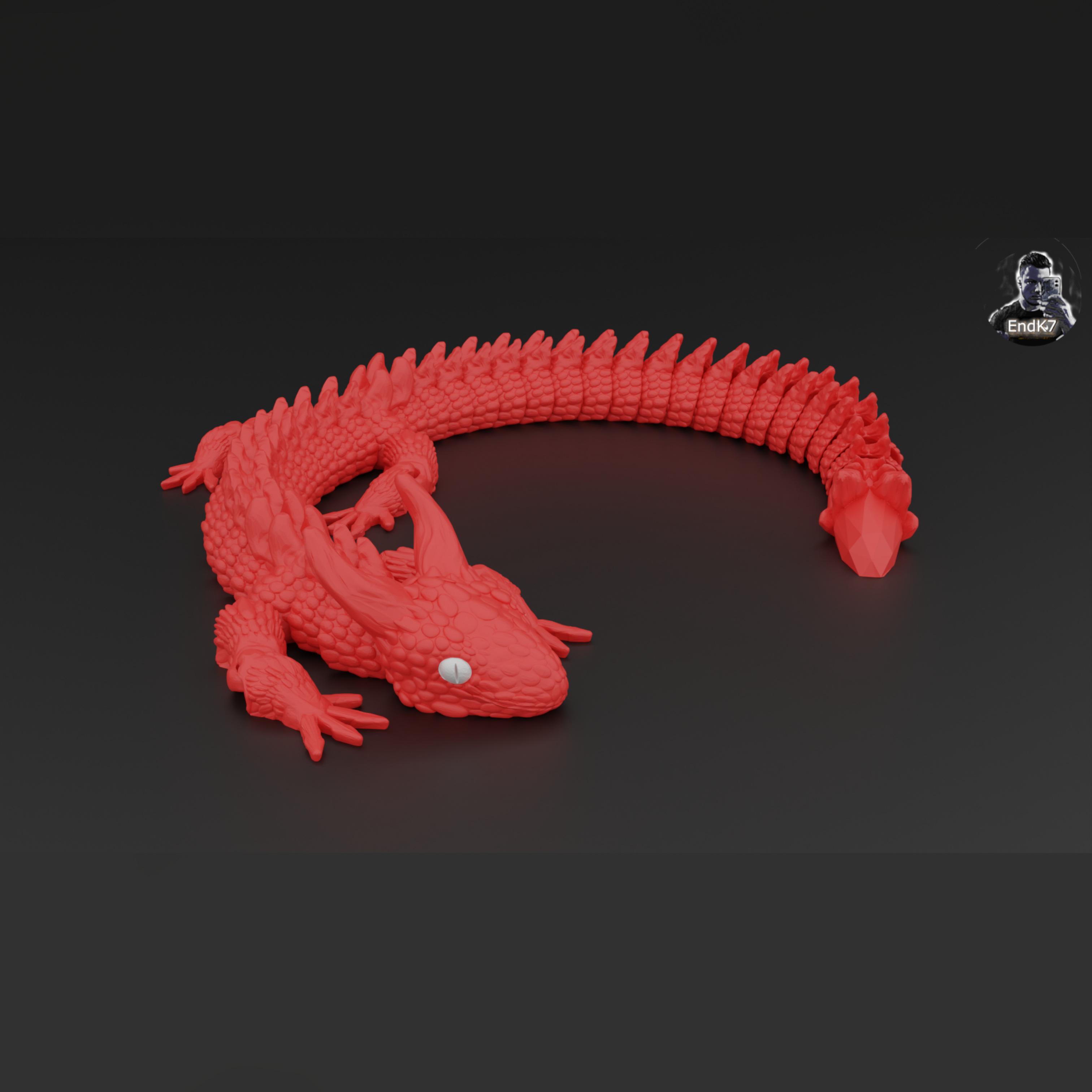 Diabolical Dragon Snake - Articluated - Print in Place - No Supports - Flexi 3d model