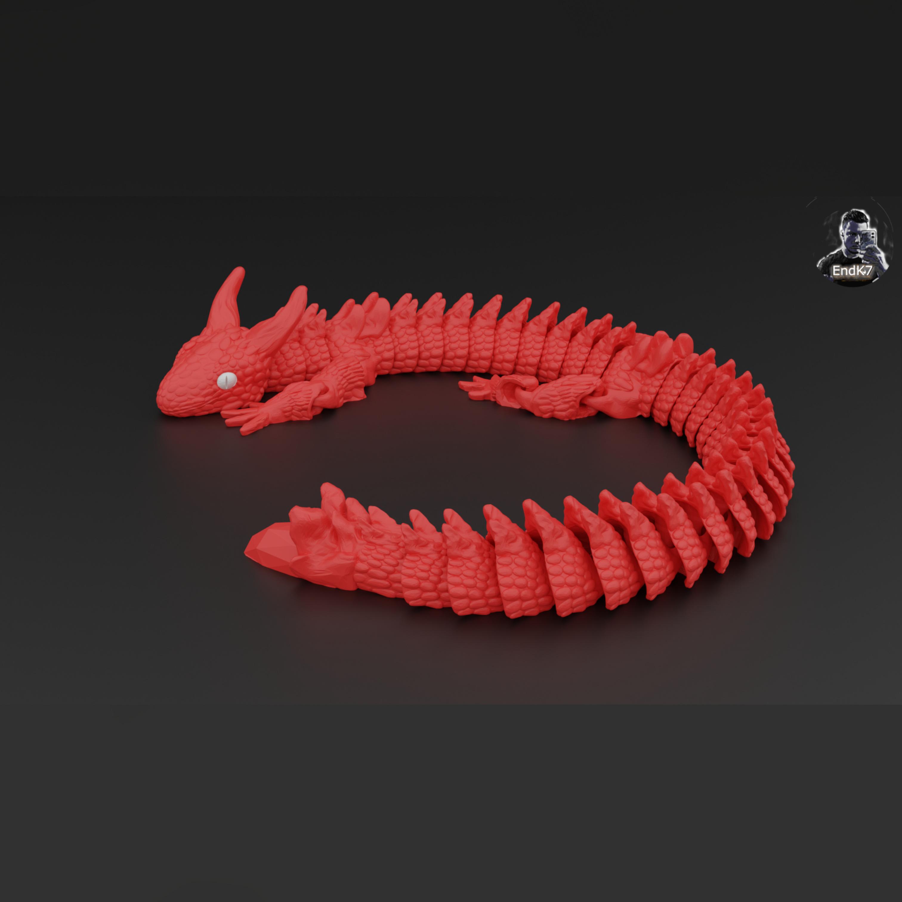 Diabolical Dragon Snake - Articluated - Print in Place - No Supports - Flexi 3d model