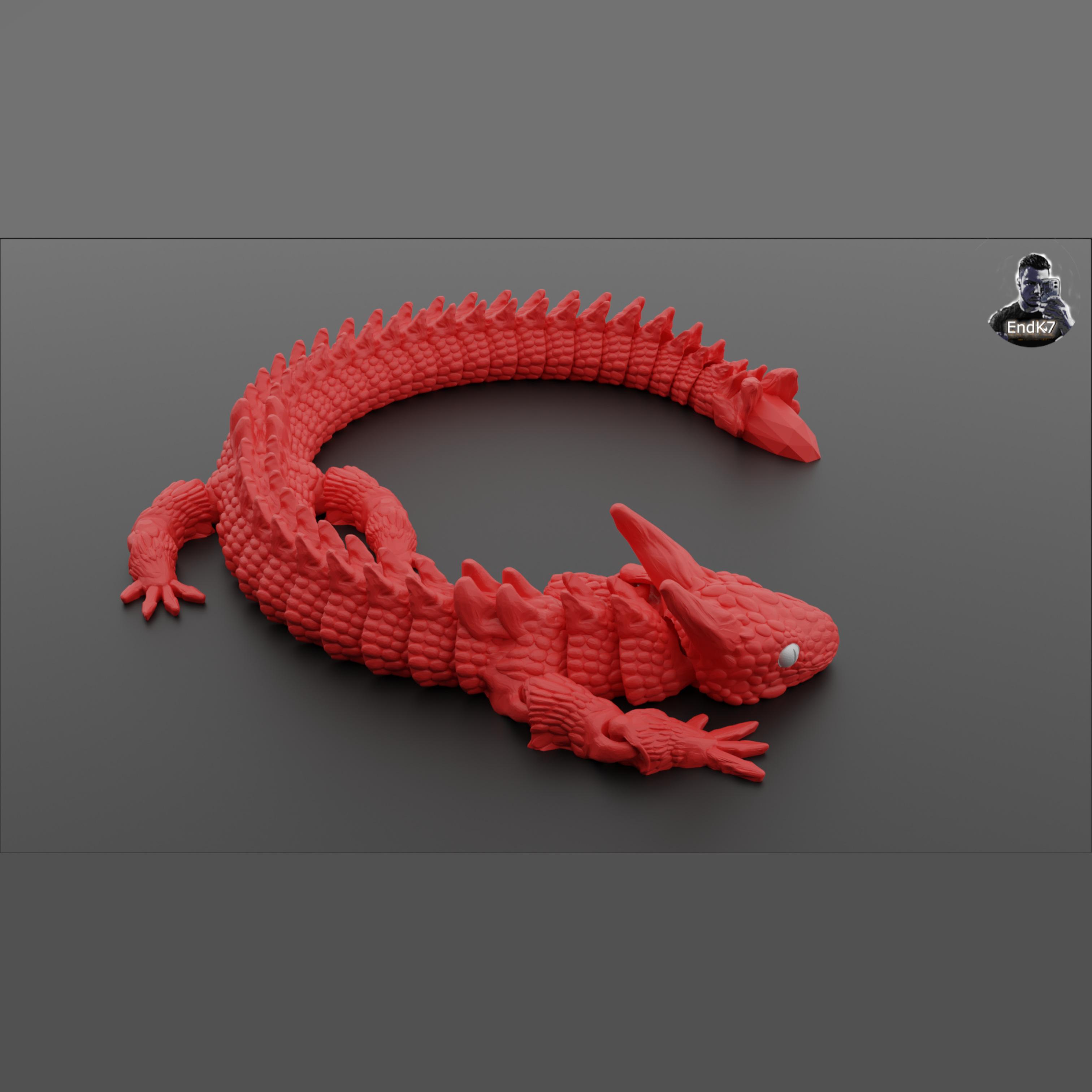 Diabolical Dragon Snake - Articluated - Print in Place - No Supports - Flexi 3d model