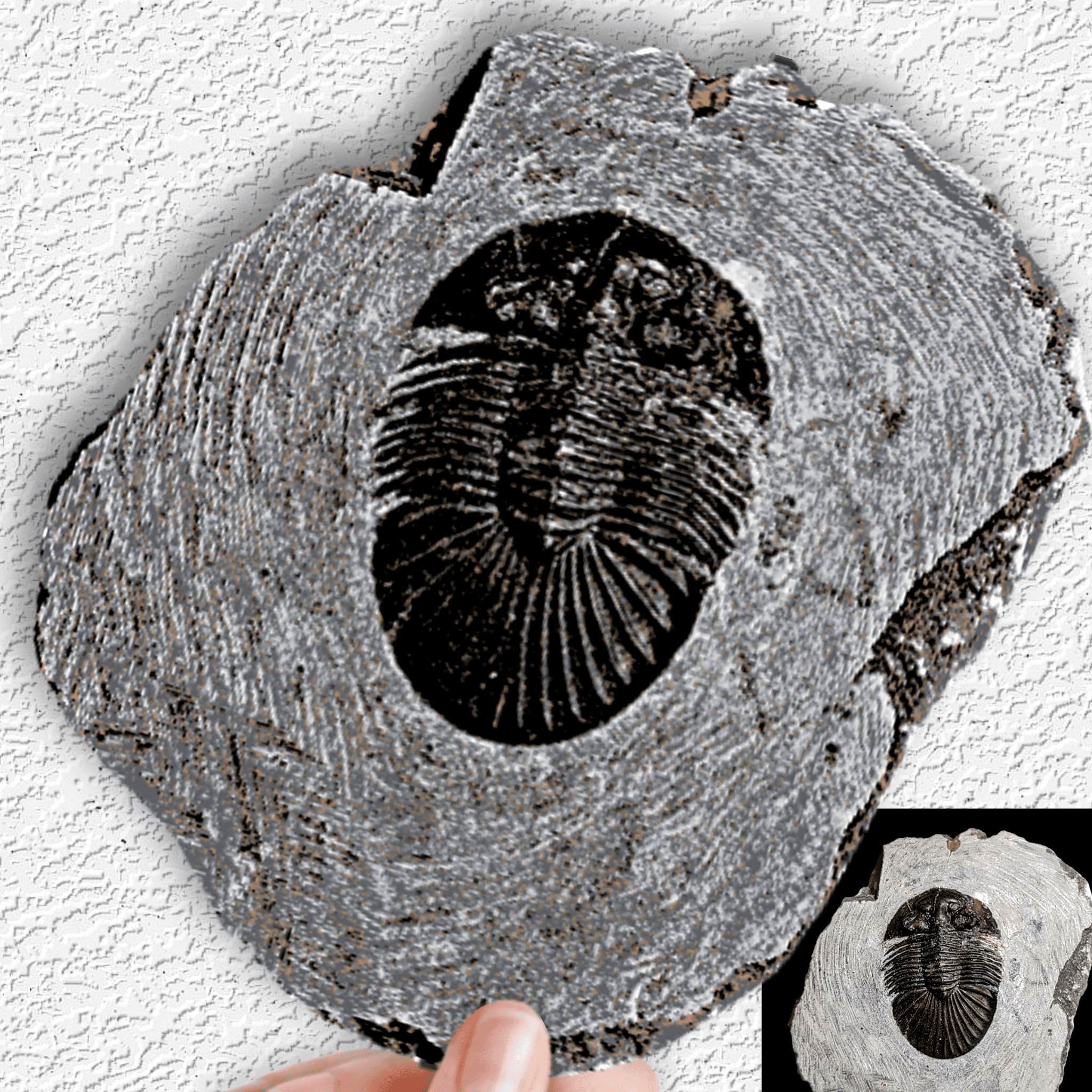 trilobite replica realistic fossil optical illusion art 3d model