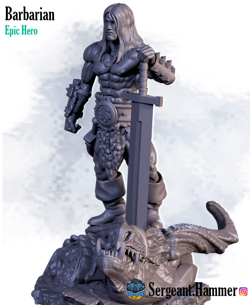 Barbarian on dragon head 3d model
