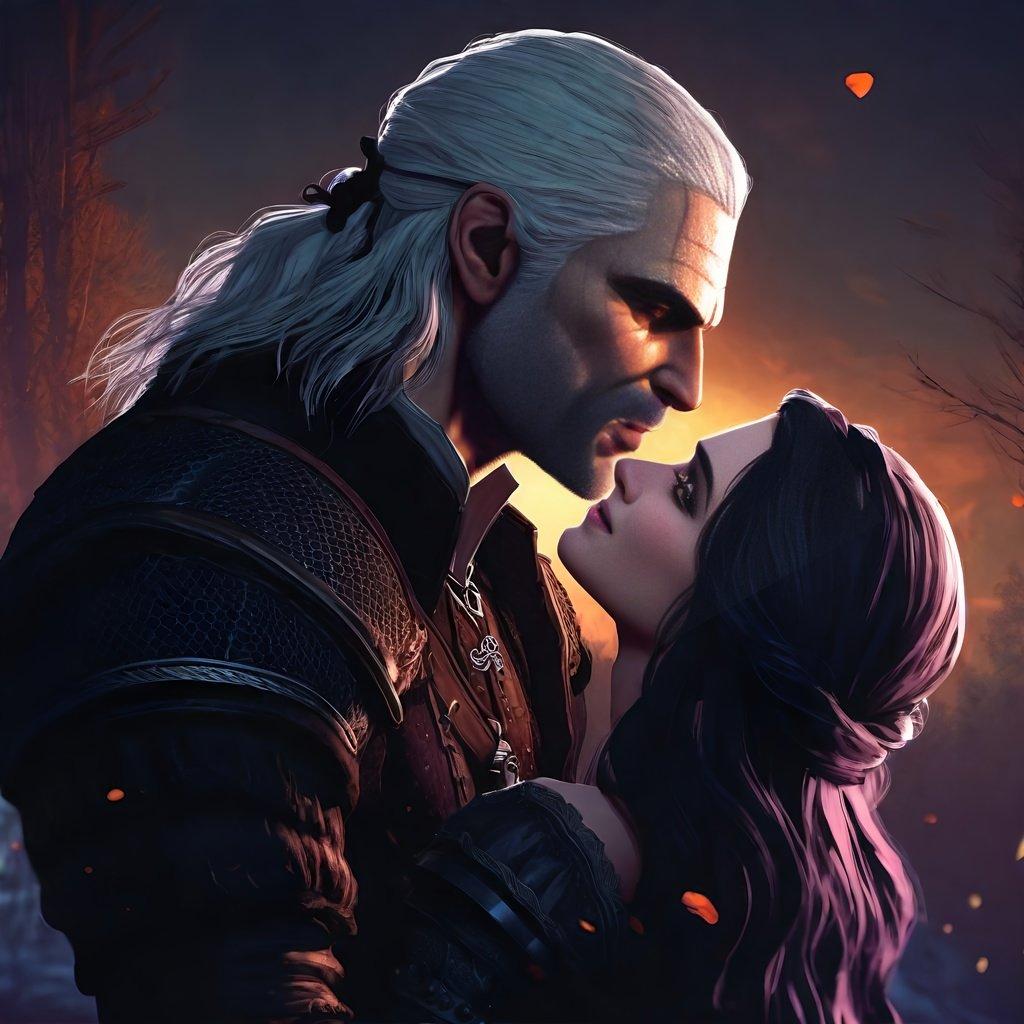 Geralt and Yennefer (The Witcher) - Hueforge Print 3d model
