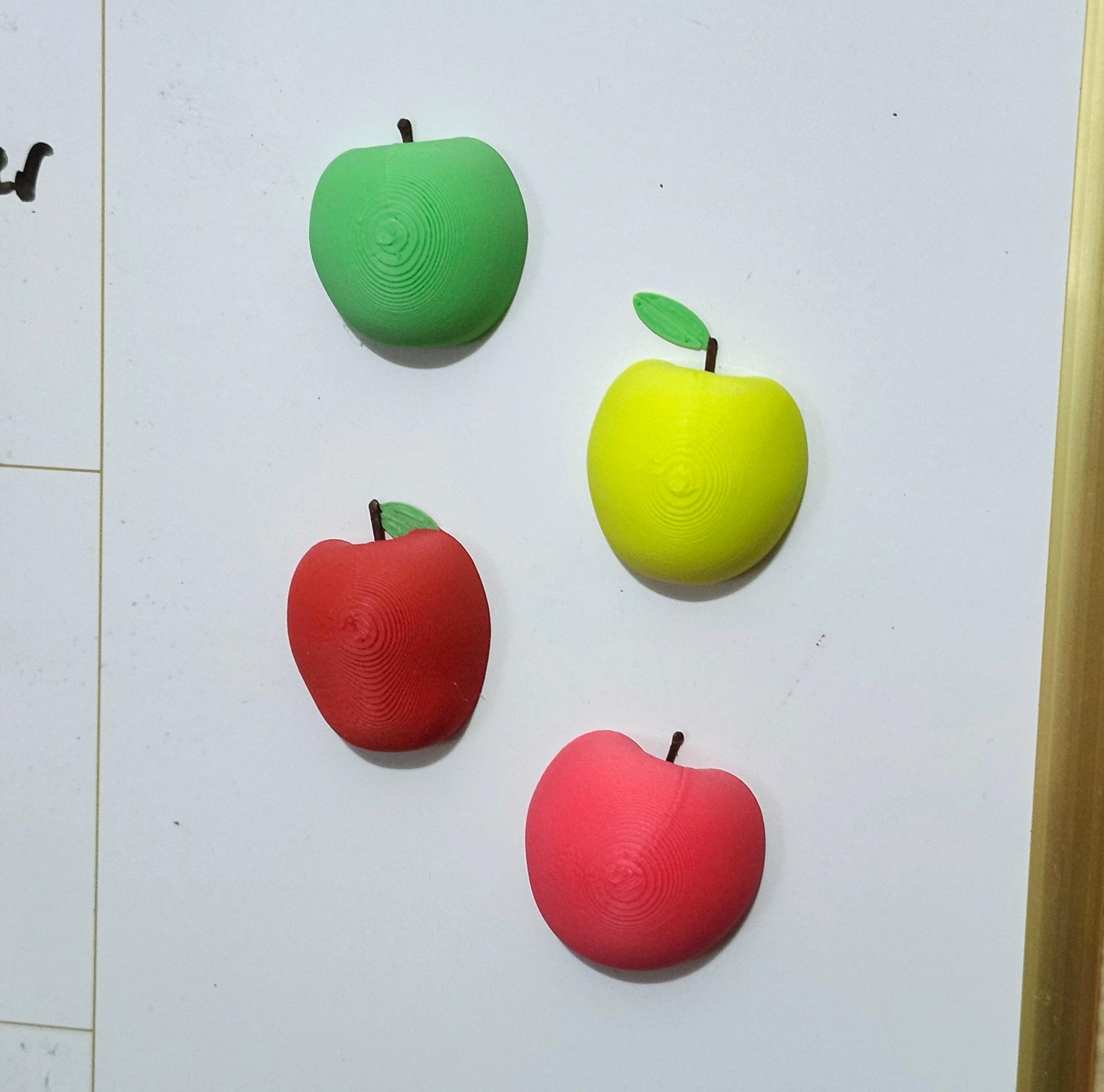 Set of 4 Miniature Apple-Themed Decorative Magnets 3d model