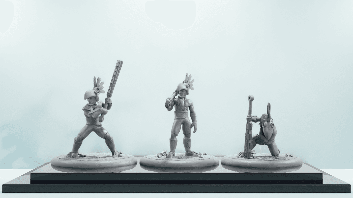 3 Pack DnD Mini - 35mm Aztec Style Melee Character (Pre-Supported) 3d model