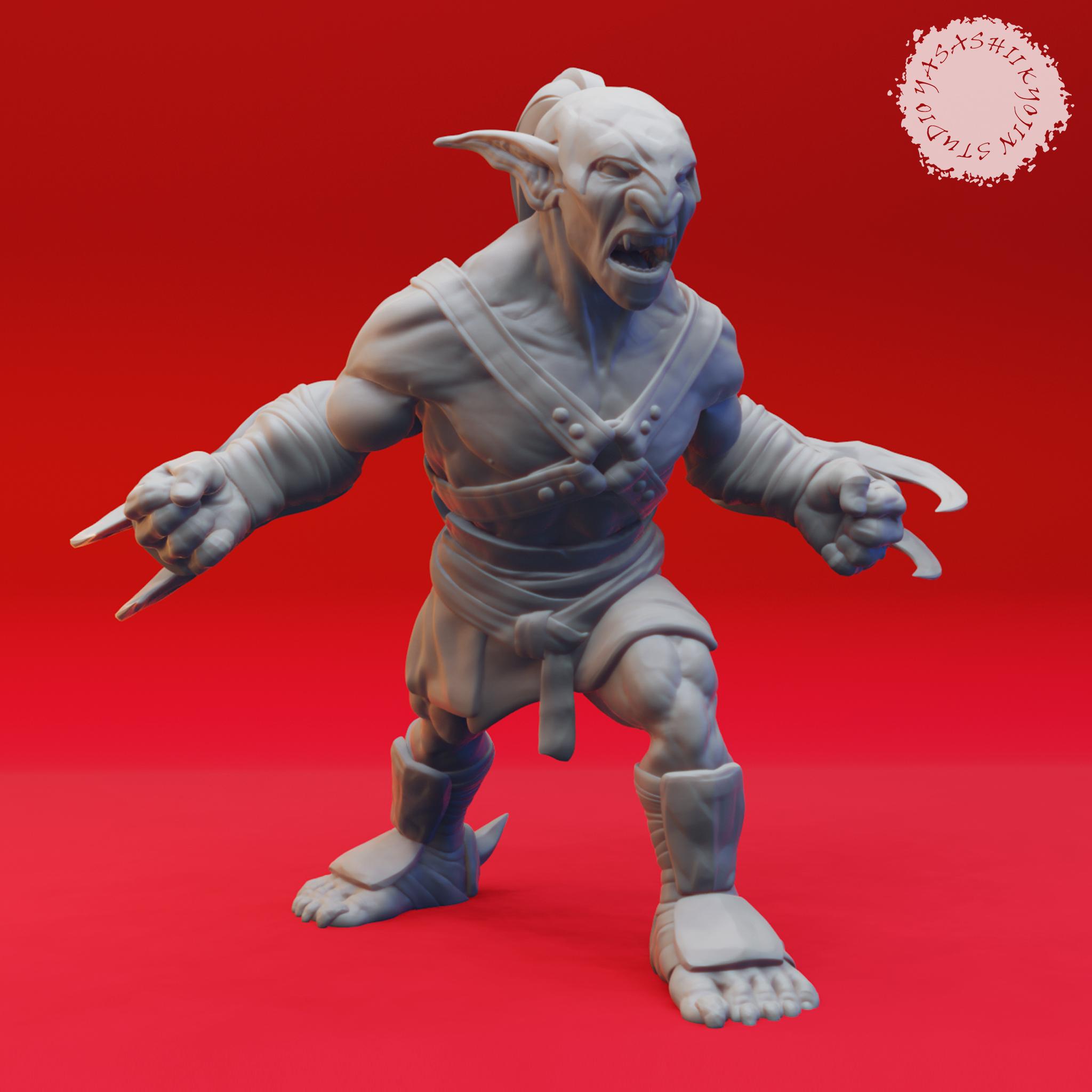 Goblin Warband - Tabletop Miniatures (Pre-Supported) 3d model