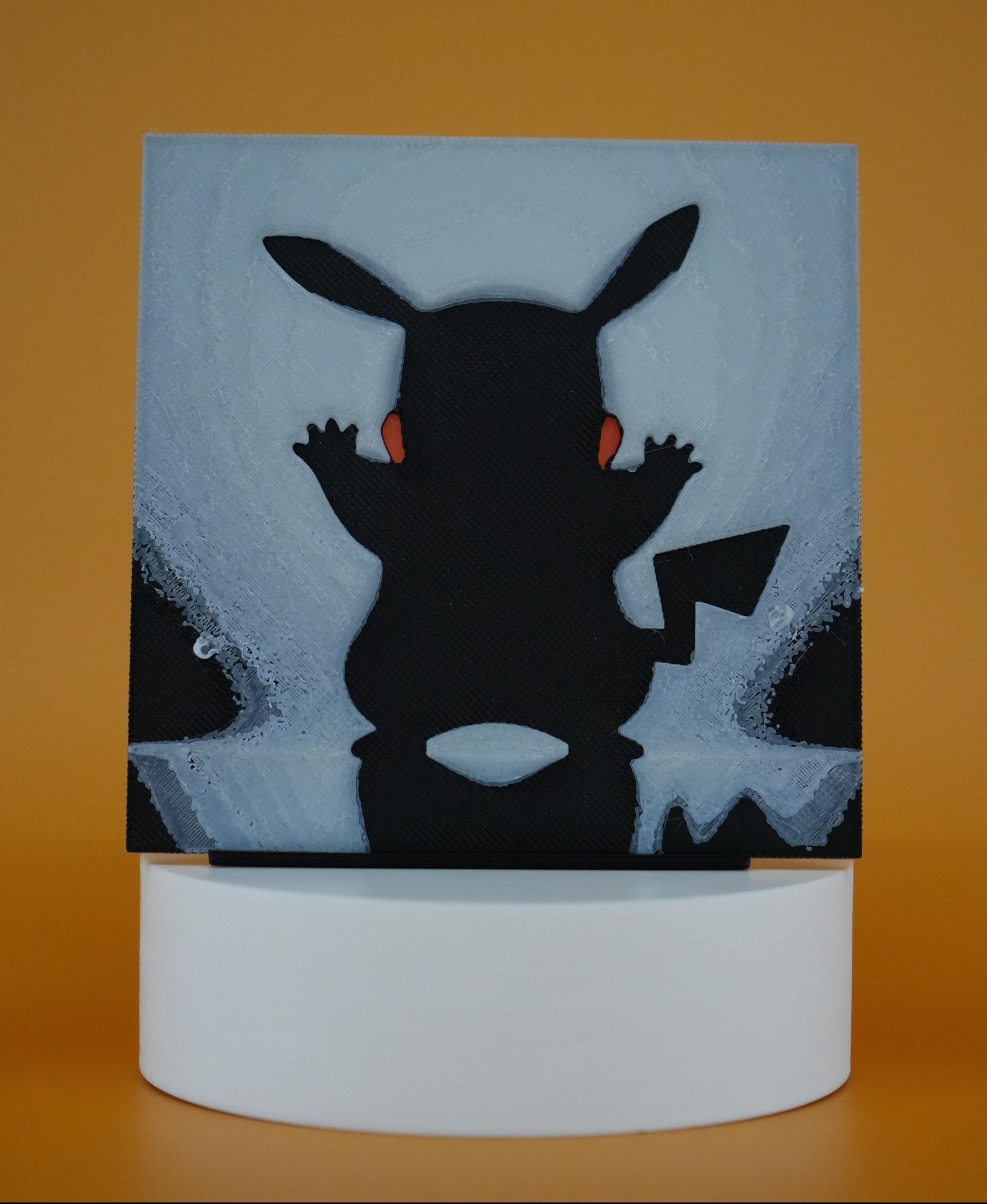 Frosted Glass Pikachu With Light-Up Cheeks - Glow In The Dark - HueForge 3d model