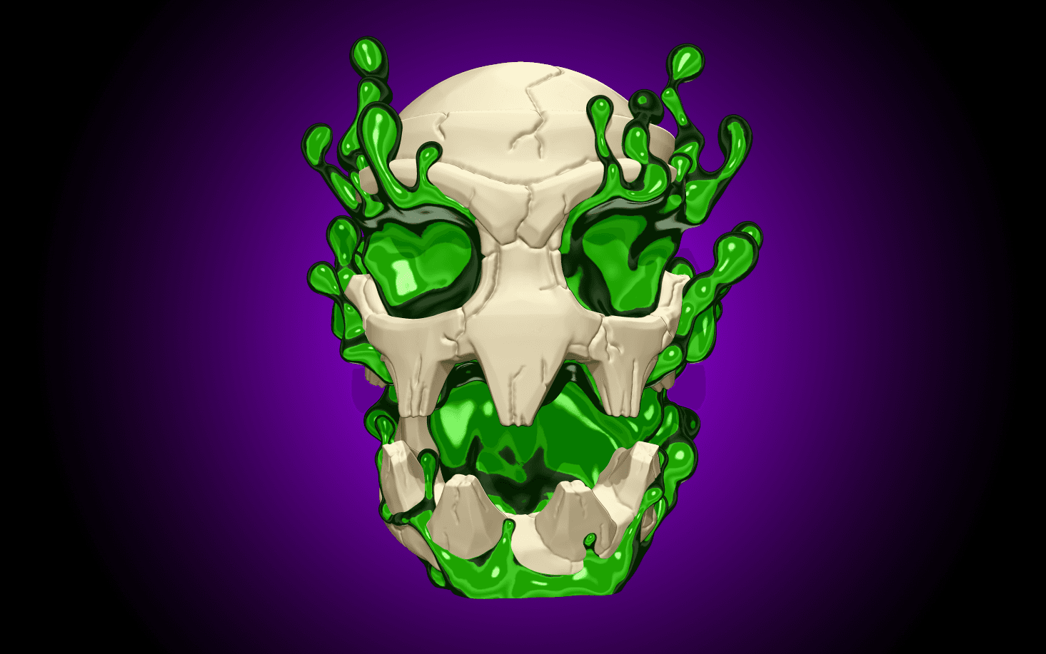 Toxic Alien Skull - Multi and Single color 3d model