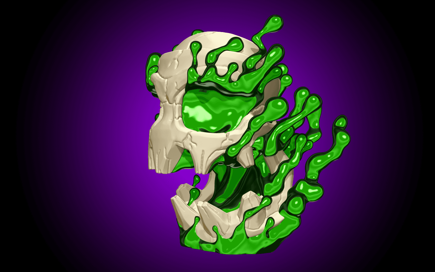 Toxic Alien Skull - Multi and Single color 3d model