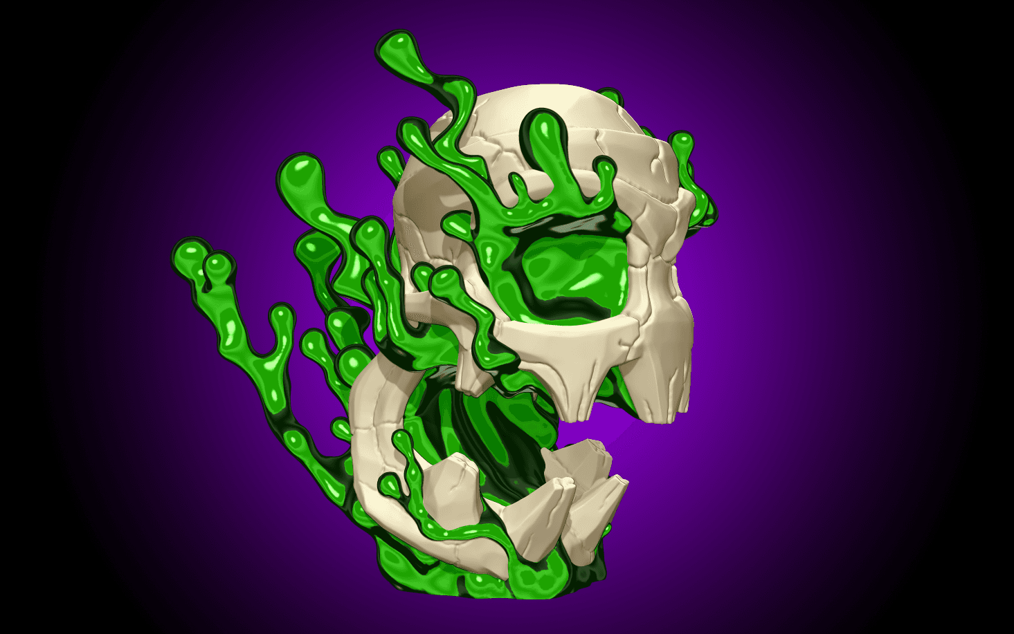 Toxic Alien Skull - Multi and Single color 3d model