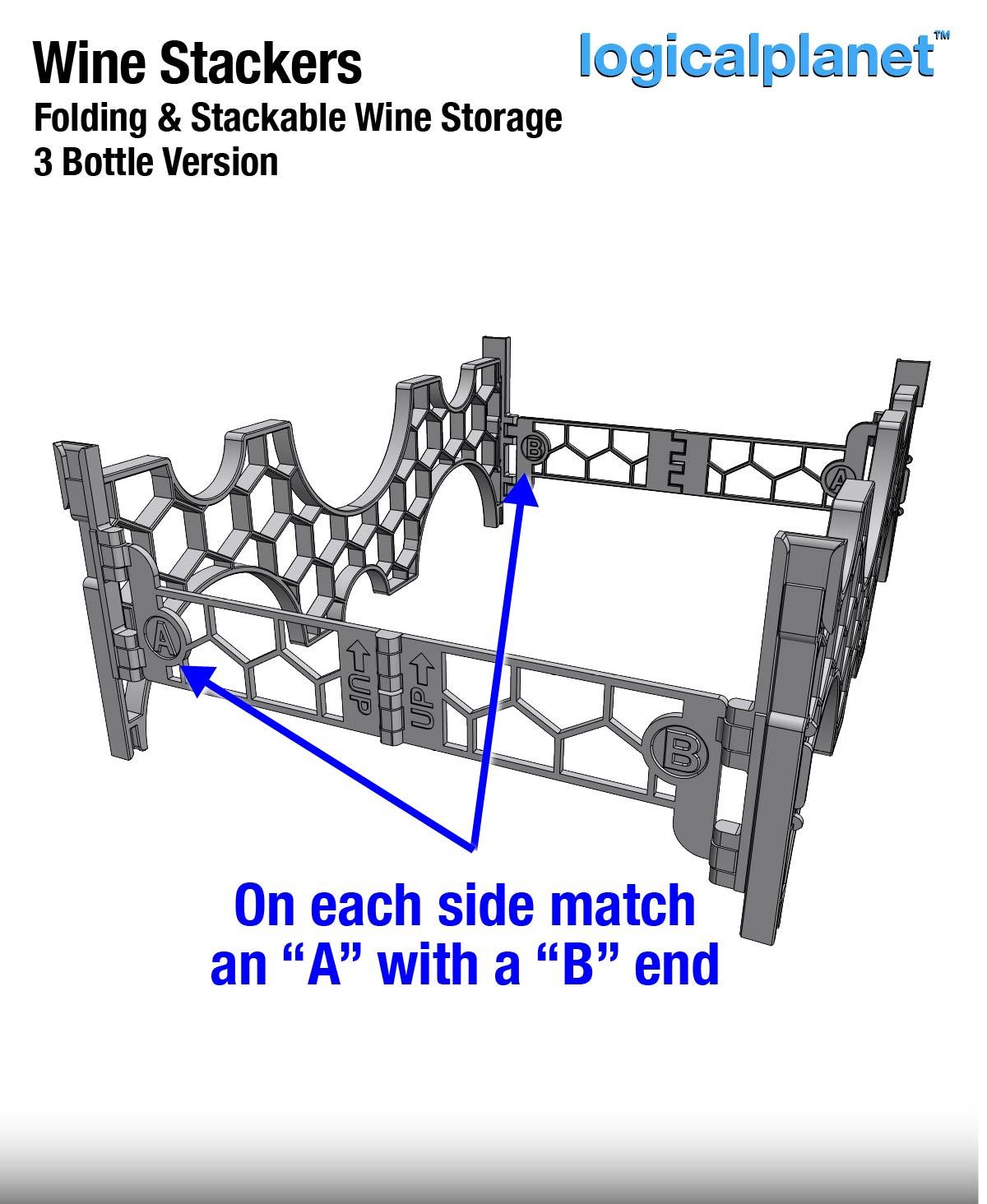 Wine Stackers, 3-Bottle per Layer Version 3d model