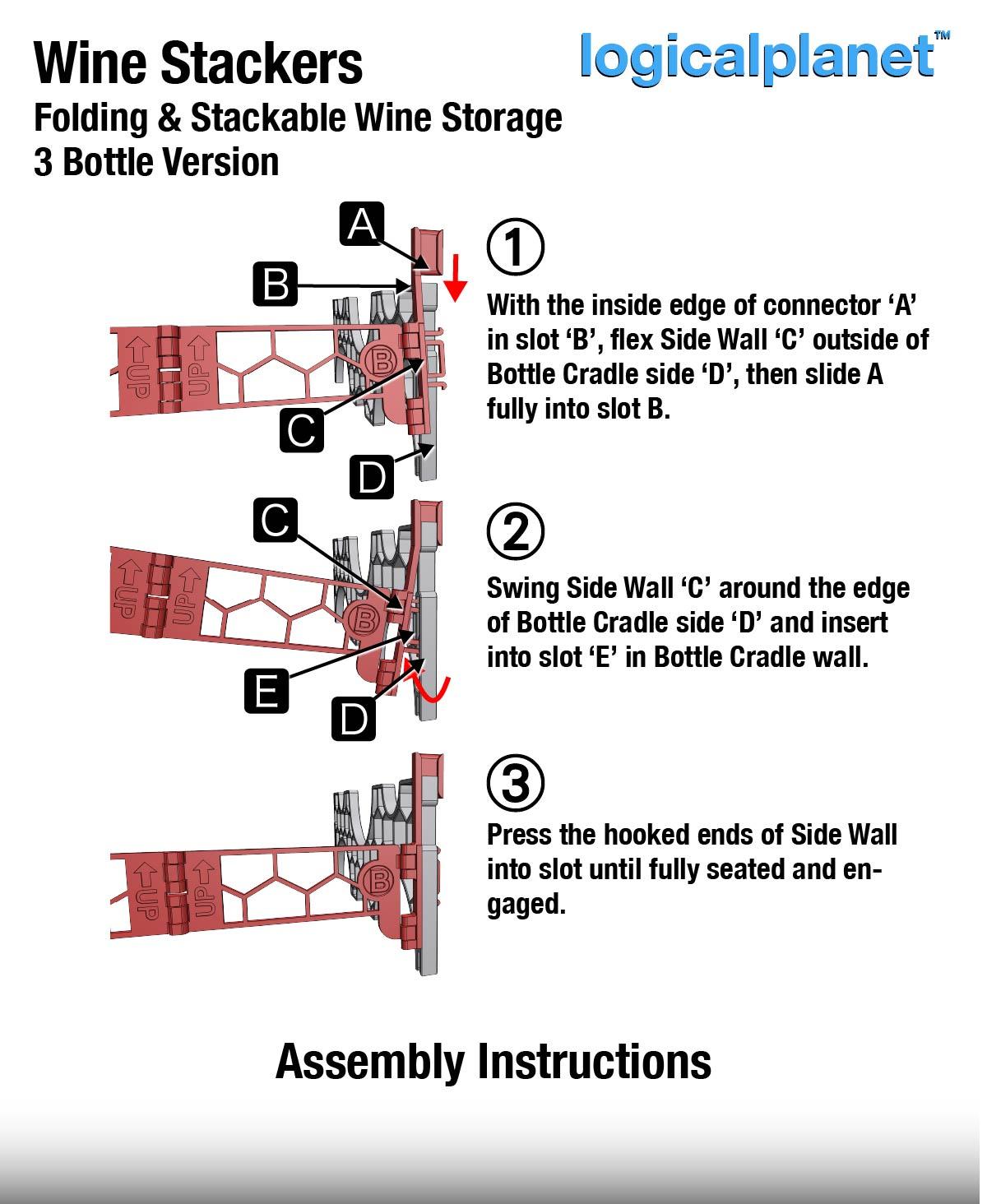 Wine Stackers, 3-Bottle per Layer Version 3d model