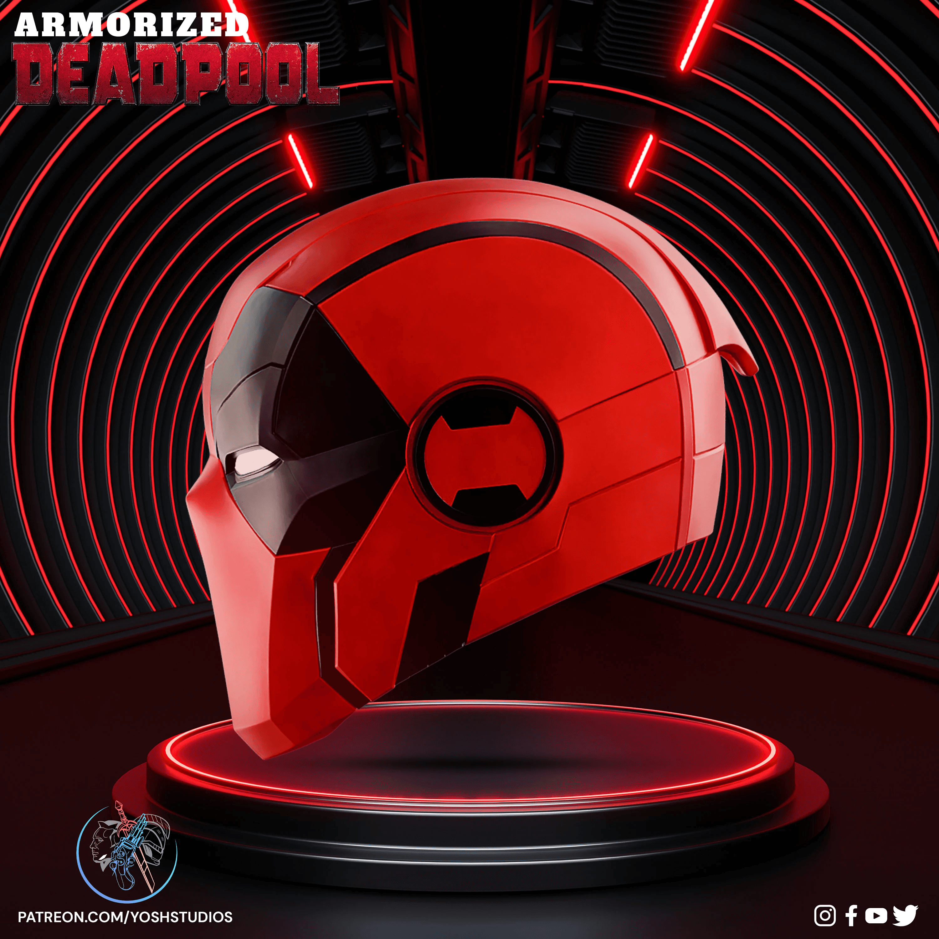 Armorized Deadpool Helmet 3d Print File STL Iron Deadpool 3d model