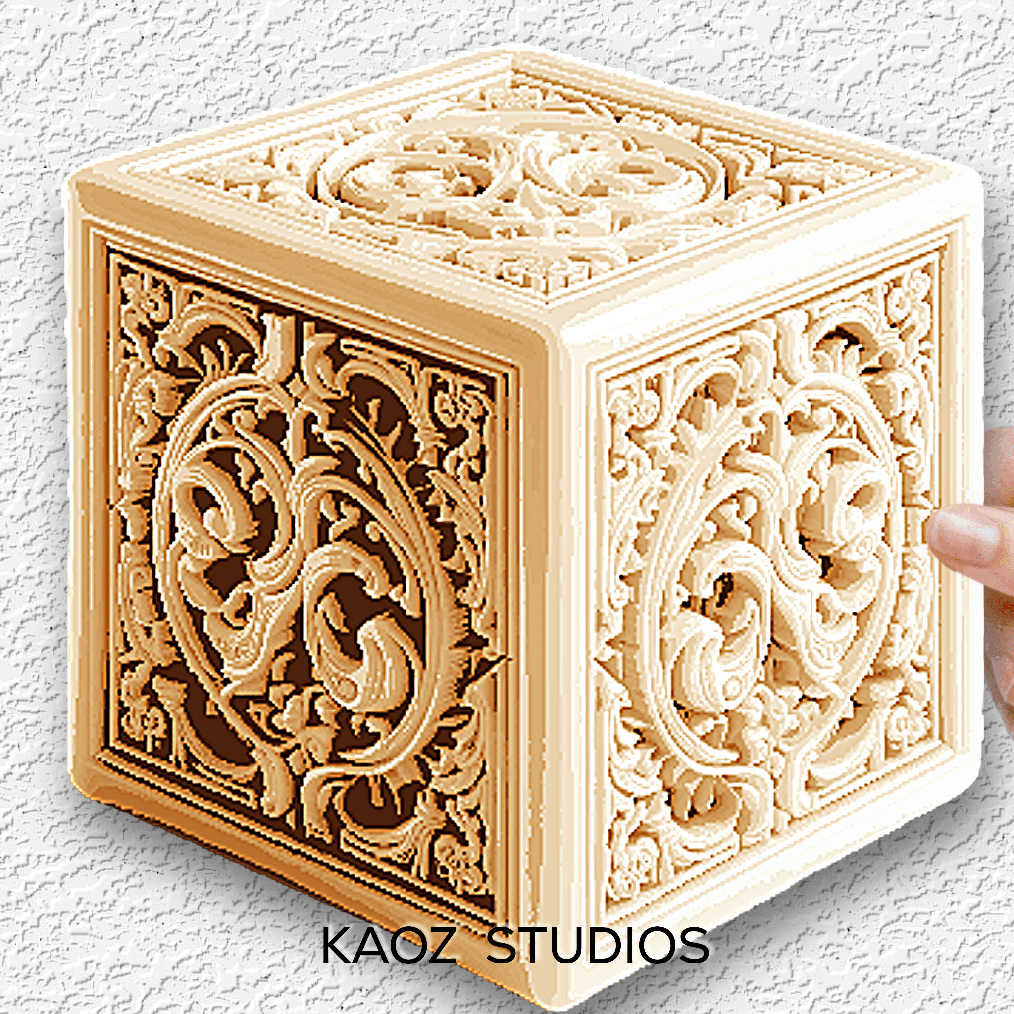 ivory box wall art hueforge wall decor optical illusion carving 3d model