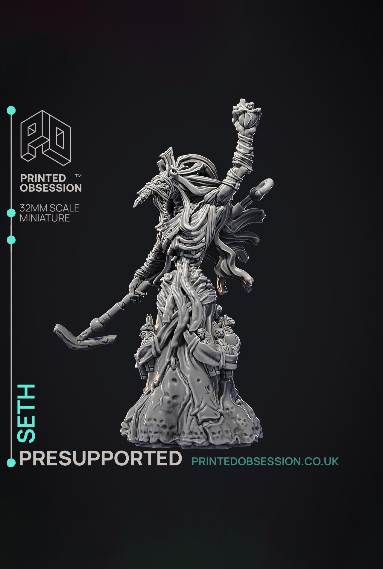 Seth - God of Chaos - Court of Anubis -  PRESUPPORTED - Illustrated and Stats - 32mm scale 3d model