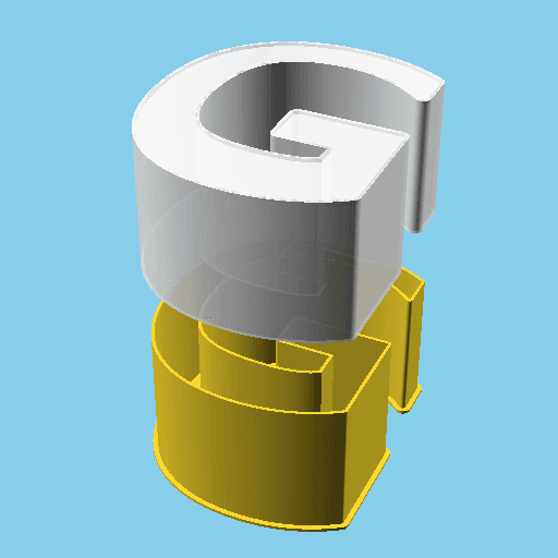 LATIN CAPITAL LETTER G, nestable box (v1) 3d model