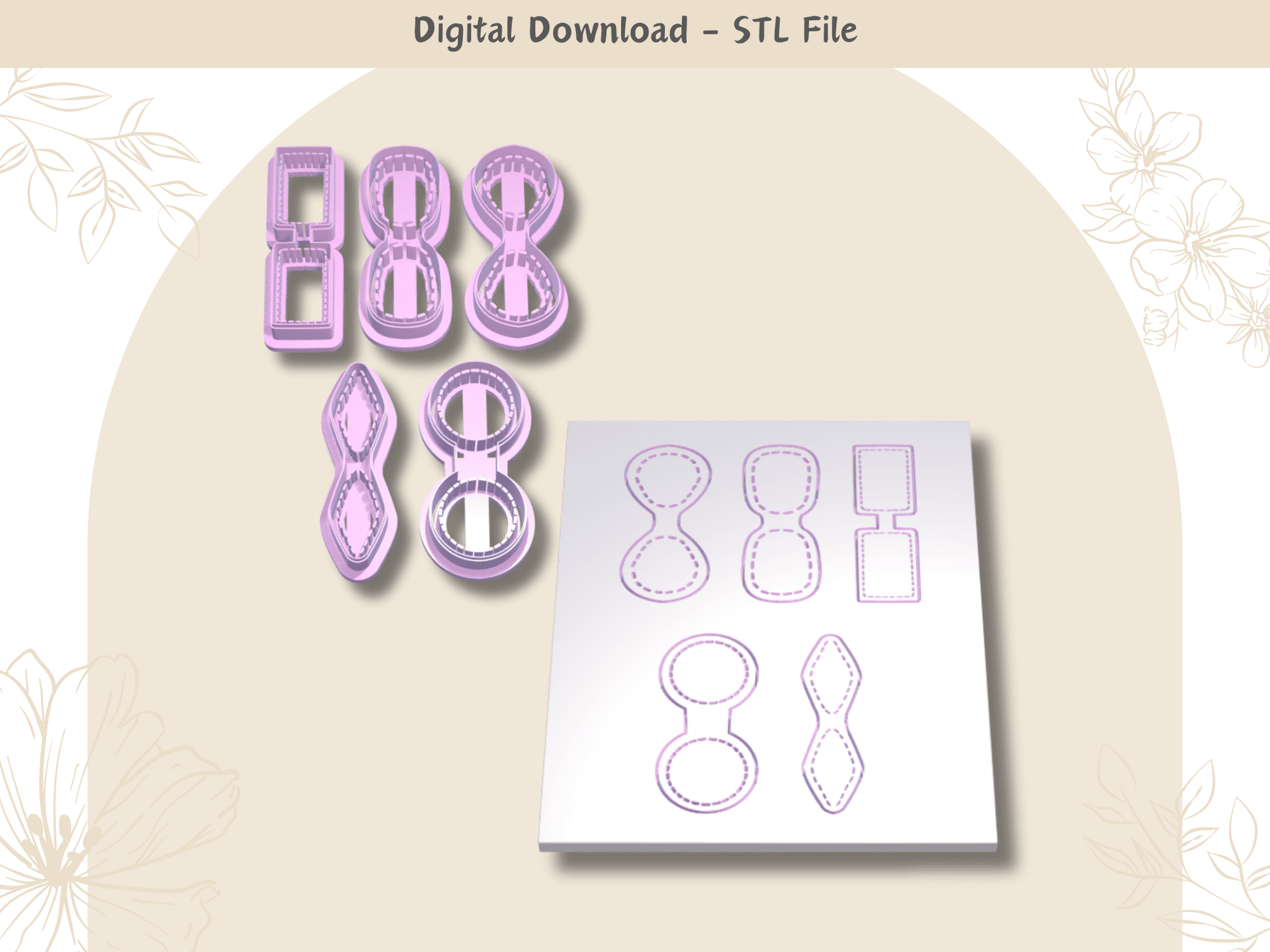 Stitch Keychain Bundle Clay Cutter for Polymer Clay | Digital STL File | Clay Tools 3d model