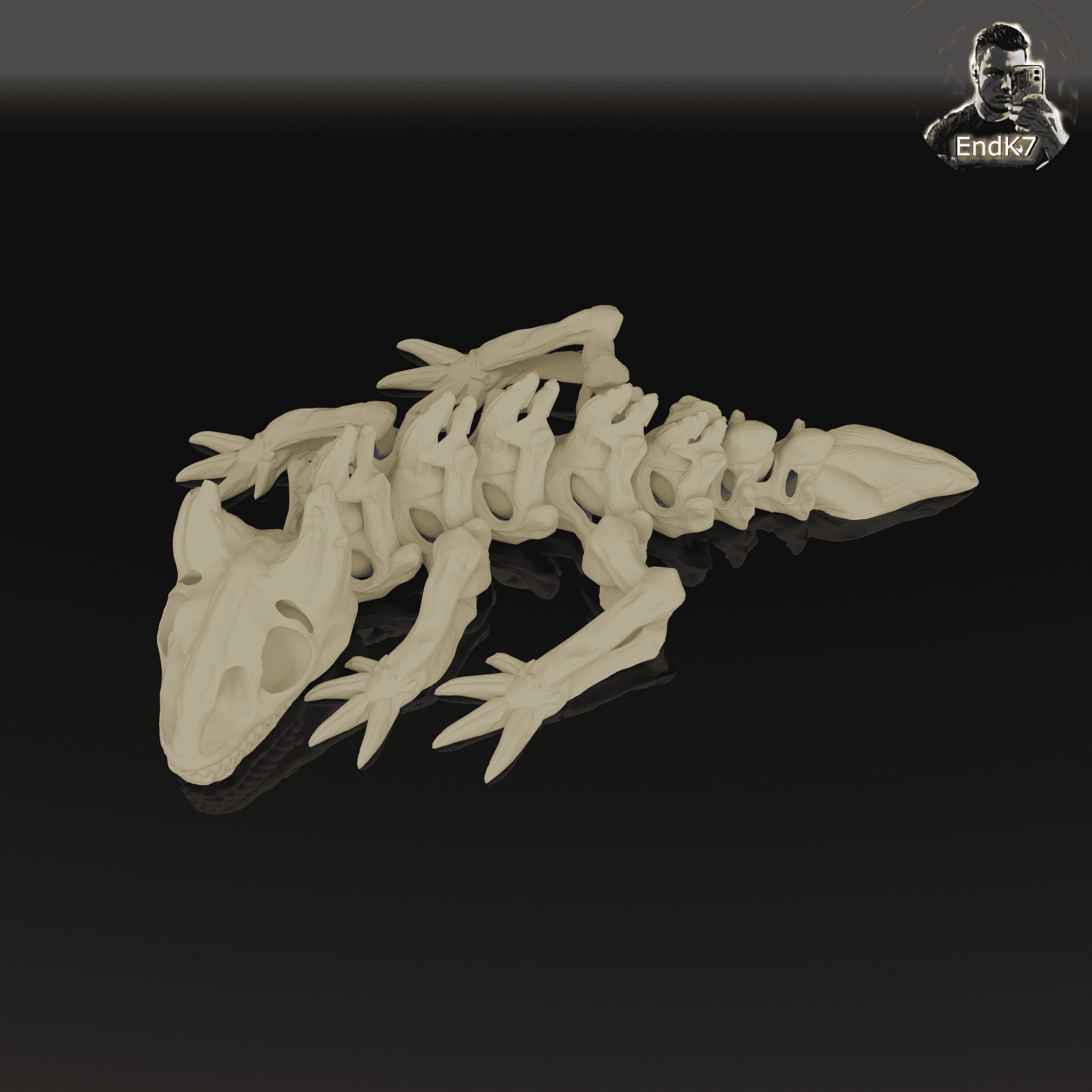 Skeleton Dragon Keychain - Articulated, Print in Place - No Supports 3d model