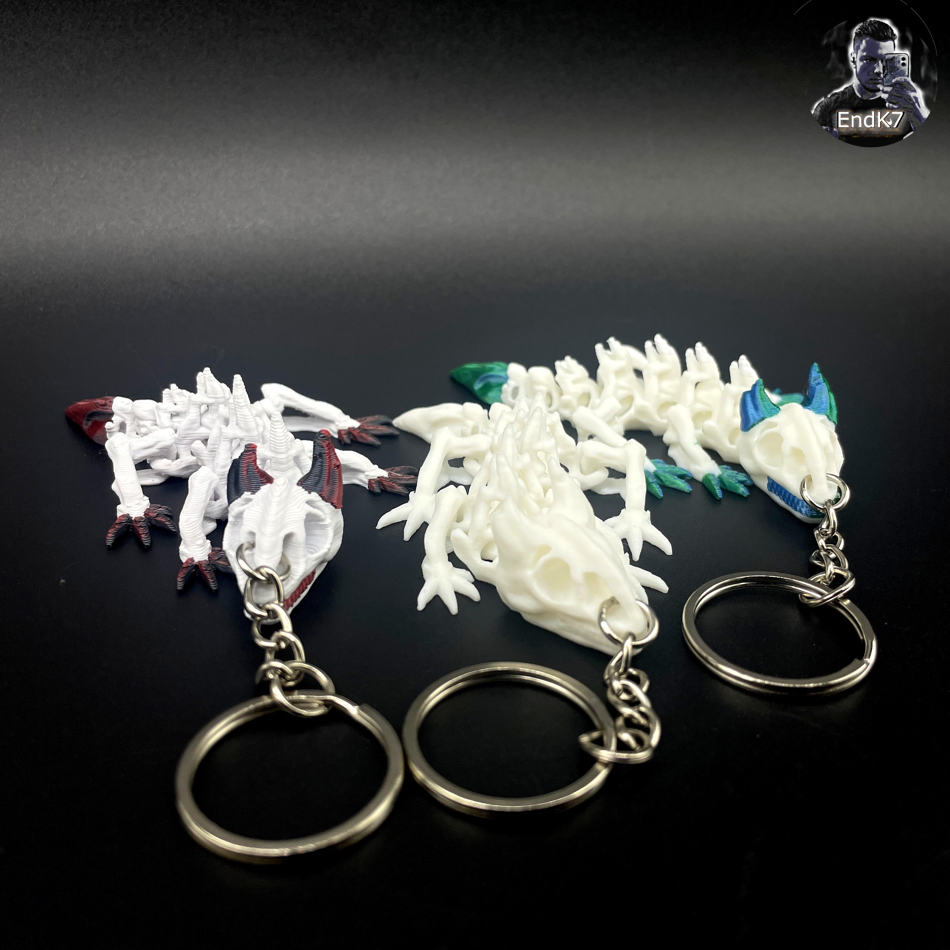 Skeleton Dragon Keychain - Articulated, Print in Place - No Supports 3d model