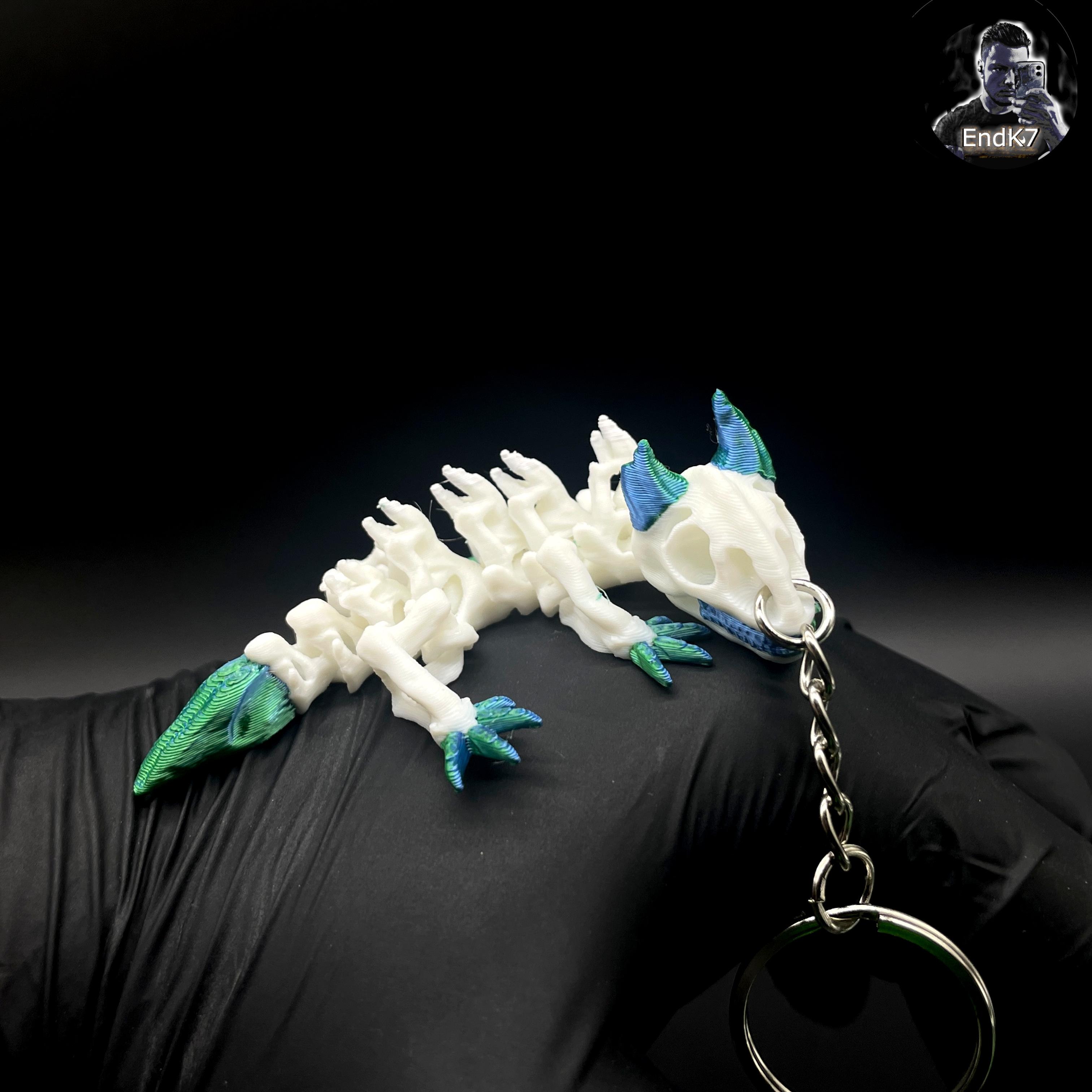 Skeleton Dragon Keychain - Articulated, Print in Place - No Supports 3d model