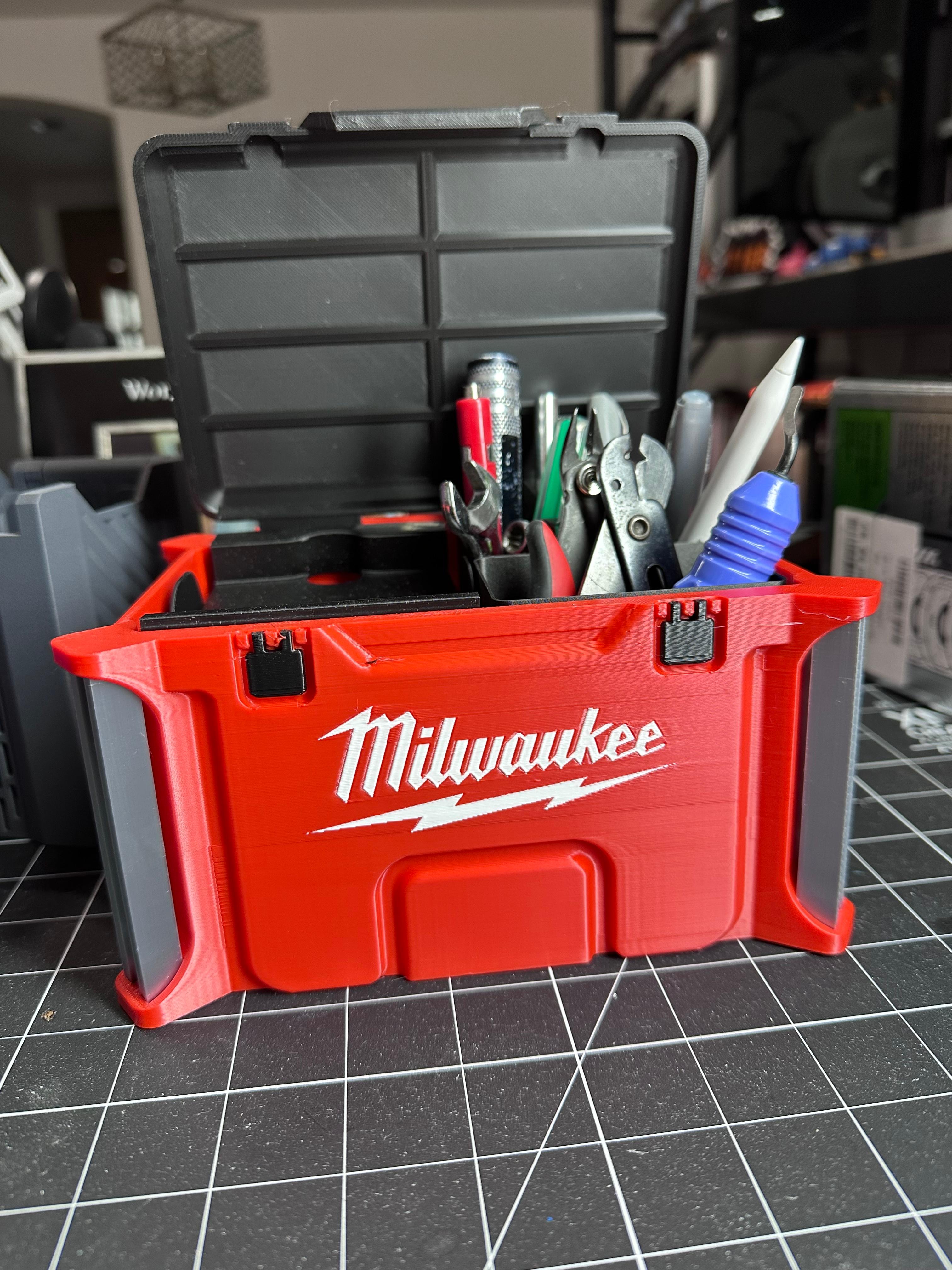 Milwaukee Desk Organizer - Packout style desk organizer with inserts, lid, and single color option 3d model