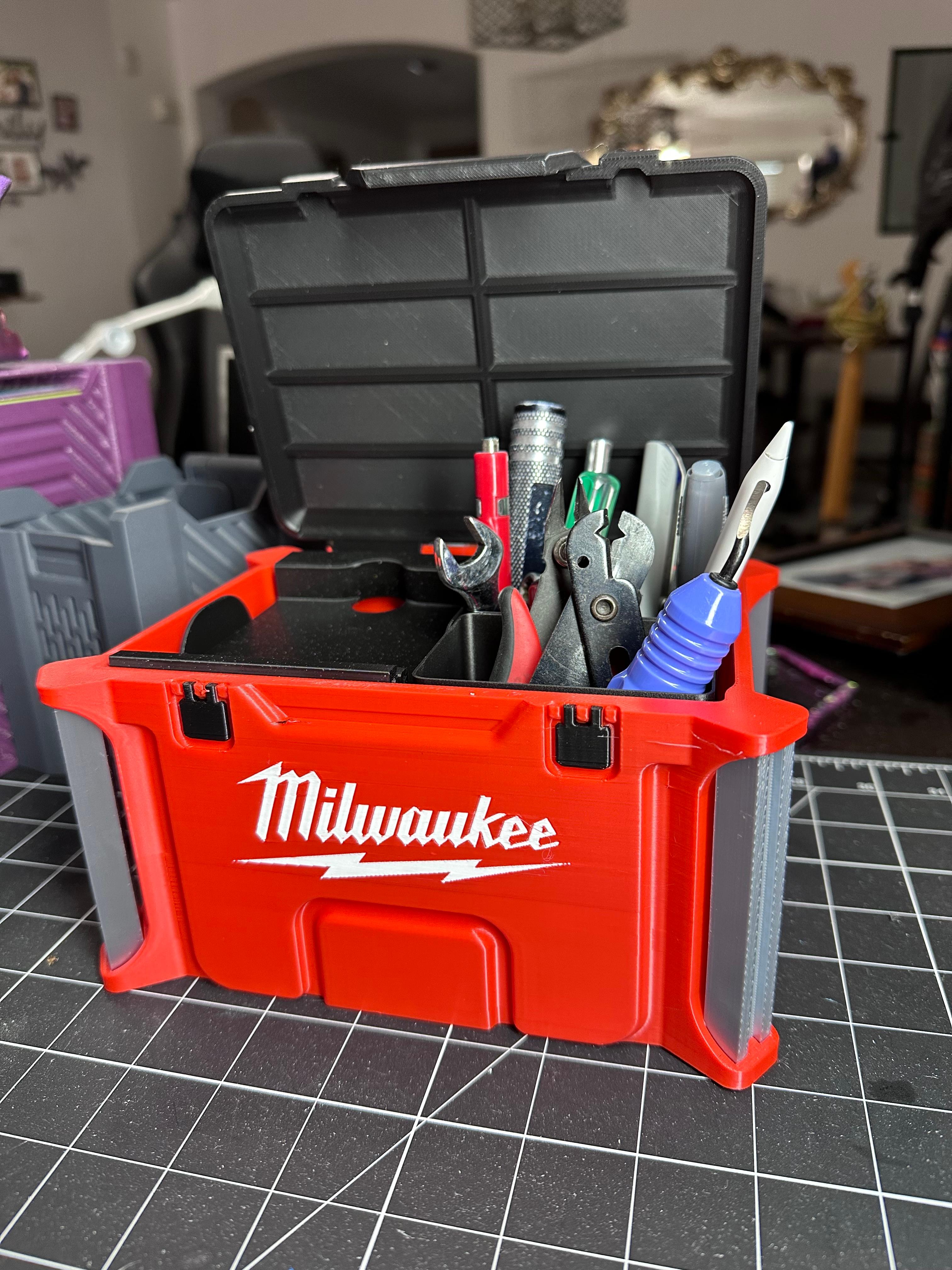 Milwaukee Desk Organizer - Packout style desk organizer with inserts, lid, and single color option 3d model