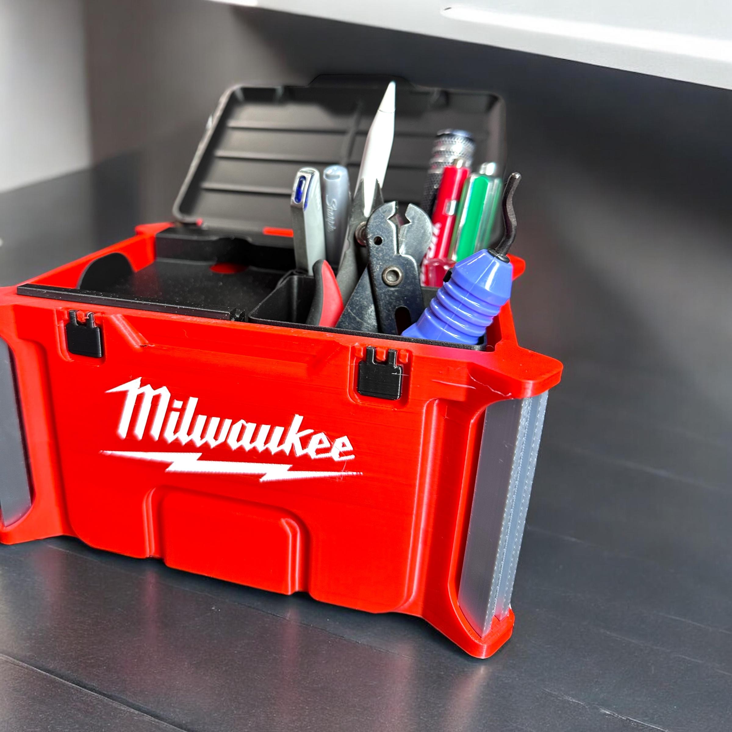 Milwaukee Desk Organizer - Packout style desk organizer with inserts, lid, and single color option 3d model