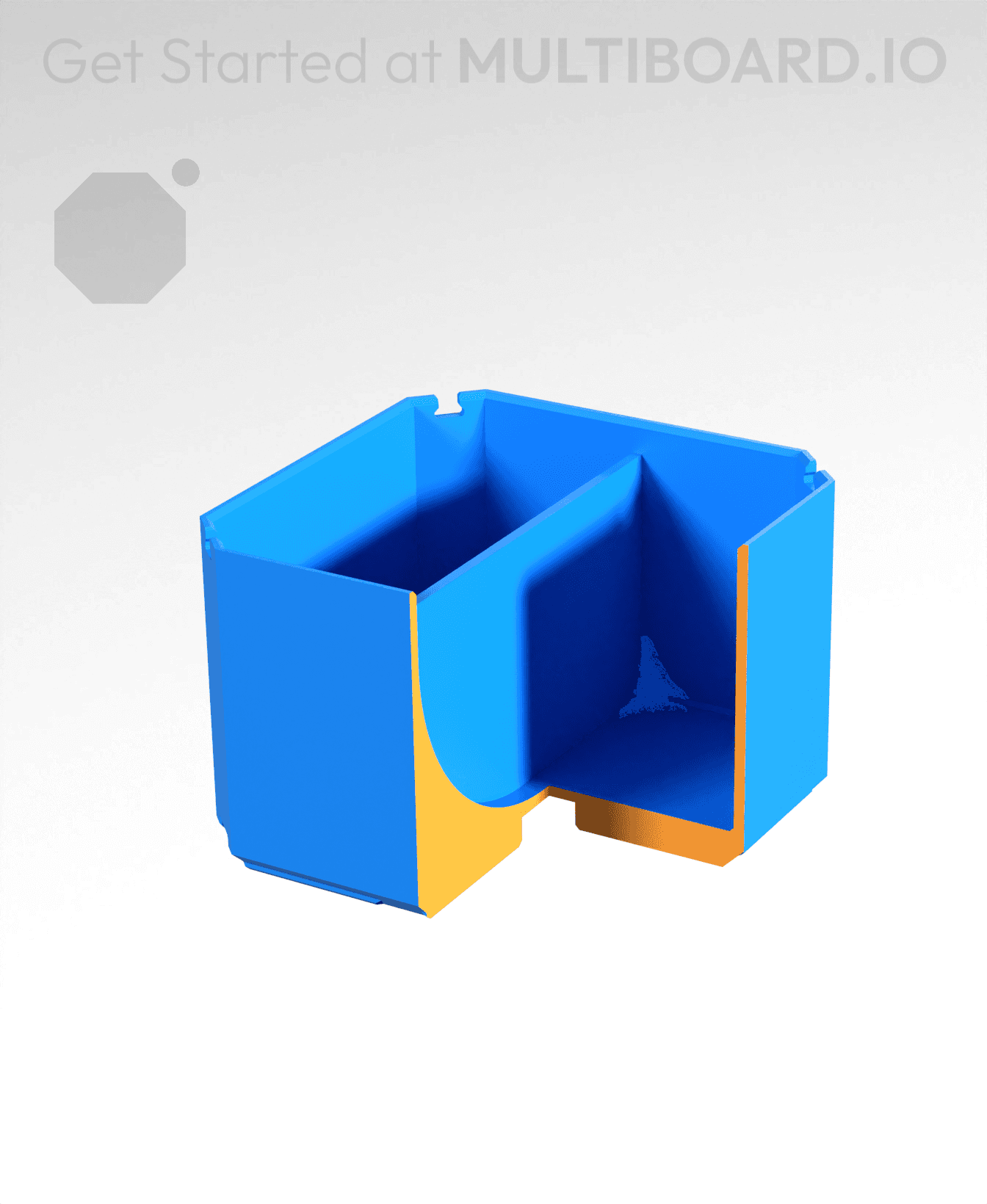 1x1x0.75 - Curved - Double Divided Bin - Multibin Insert 3d model