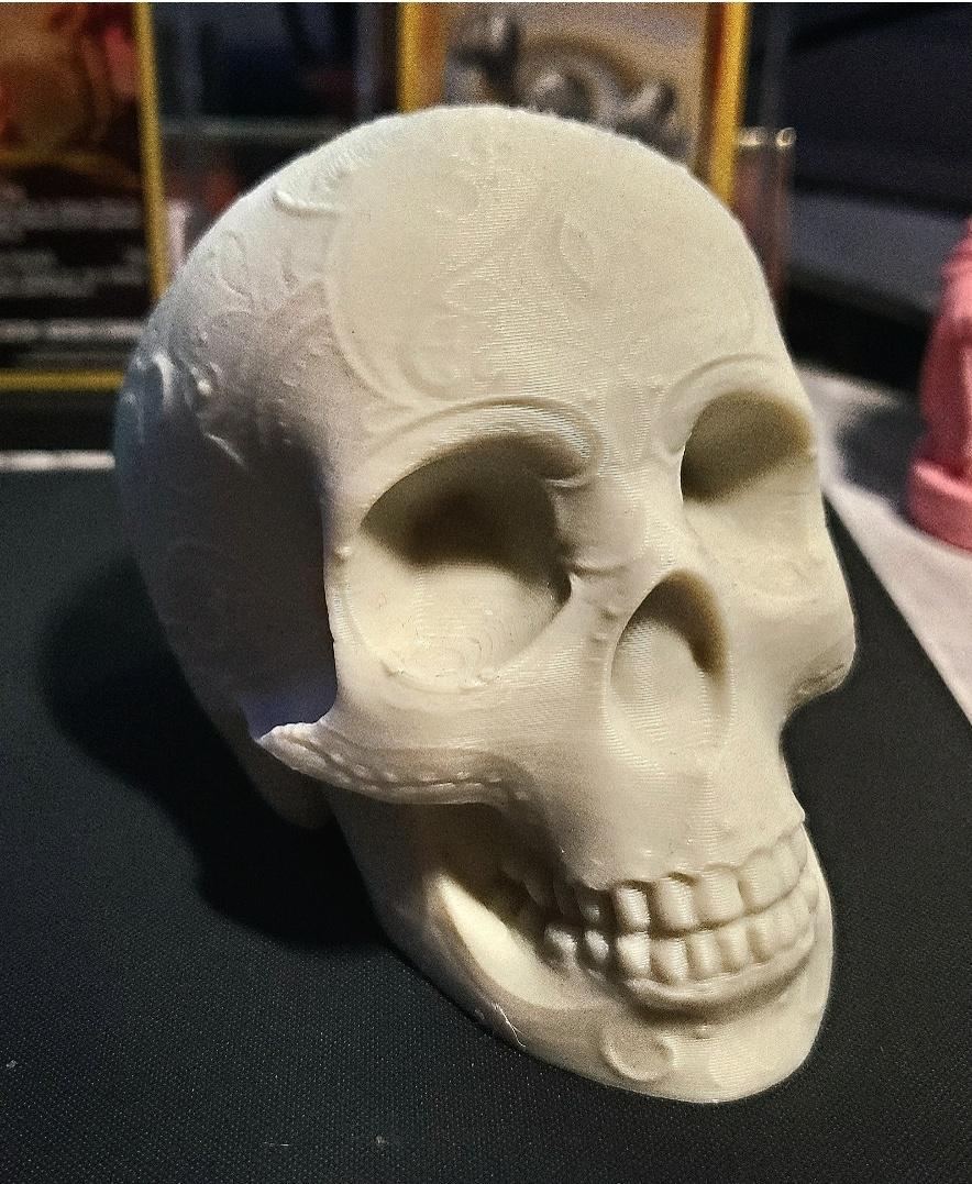 Paisley Skull  - Awesome paisley skull by ChaosCoreTech in Bone PLA. - 3d model