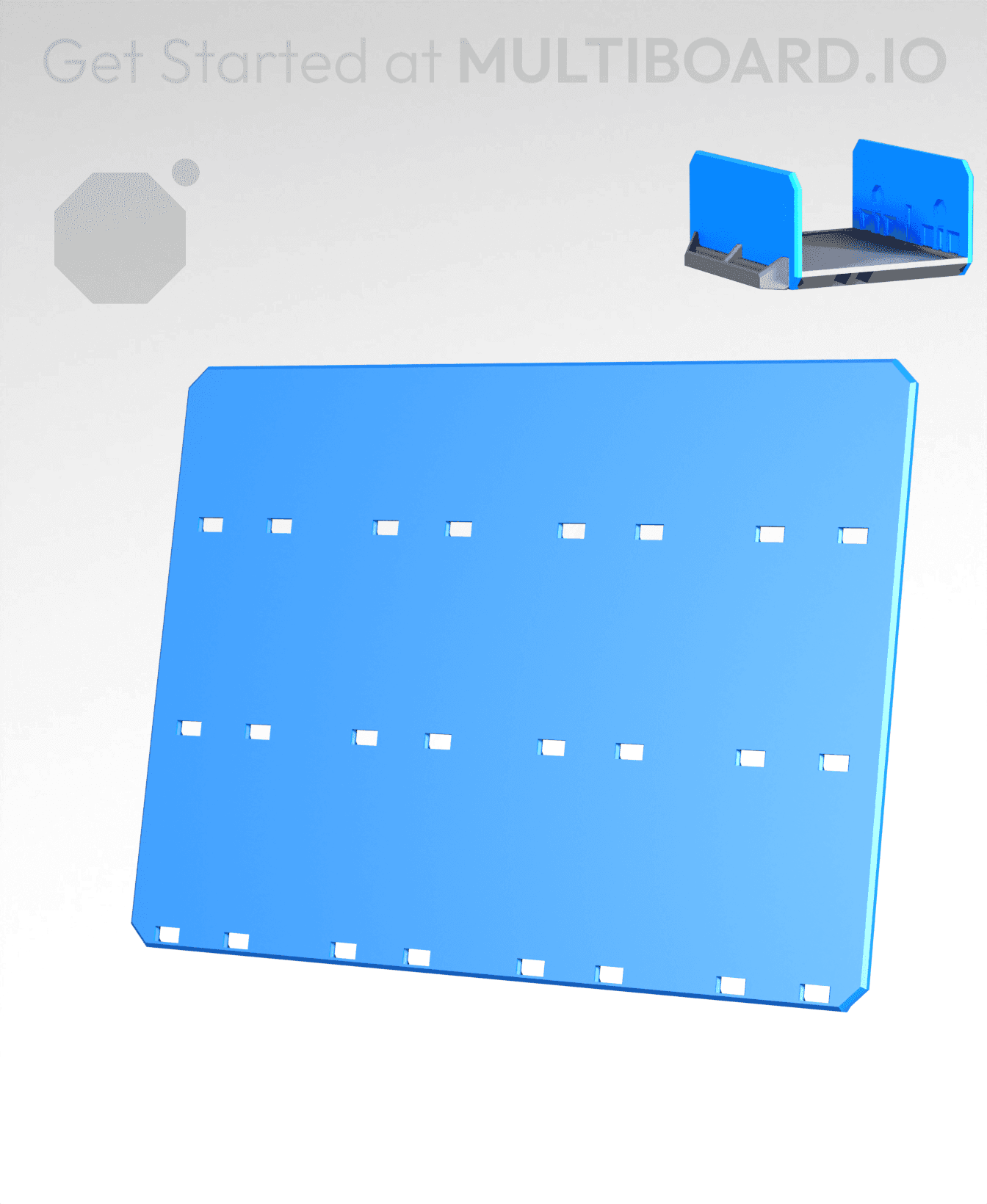 4x3H - Full Holes - Multibin Drawer Faceplate 3d model