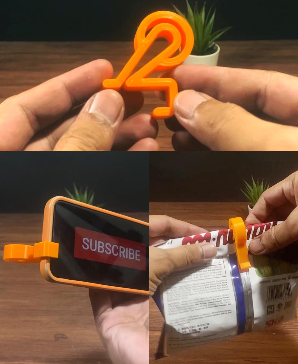 2 in 1 Snack Clip & Phone Holder 3d model