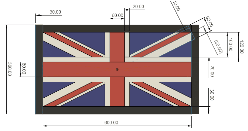 #85 Cutting Board Union Jack | Fusion | Pistacchio Graphic 3d model