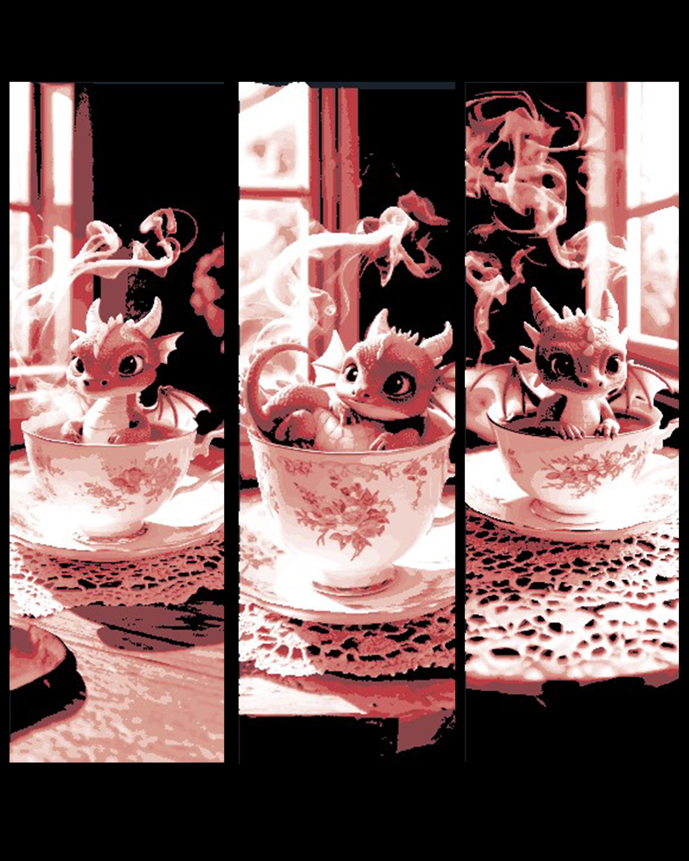 A little break for a bath - Mini Dragon playing in a teacup - set of bookmarks 3d model