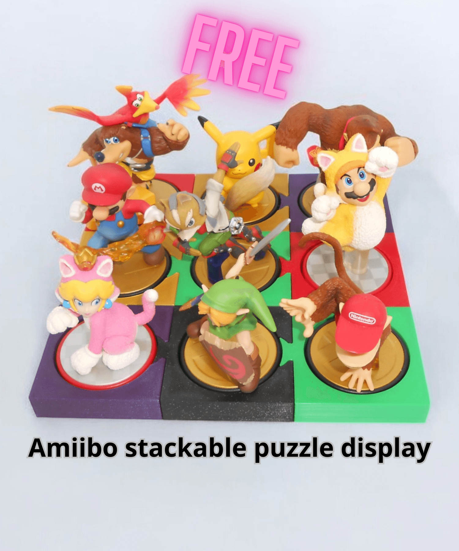 Amiibo Stackable Puzzle Display / no supports 3d model