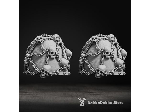 Skulls on Chain Shoulder Pads 3d model