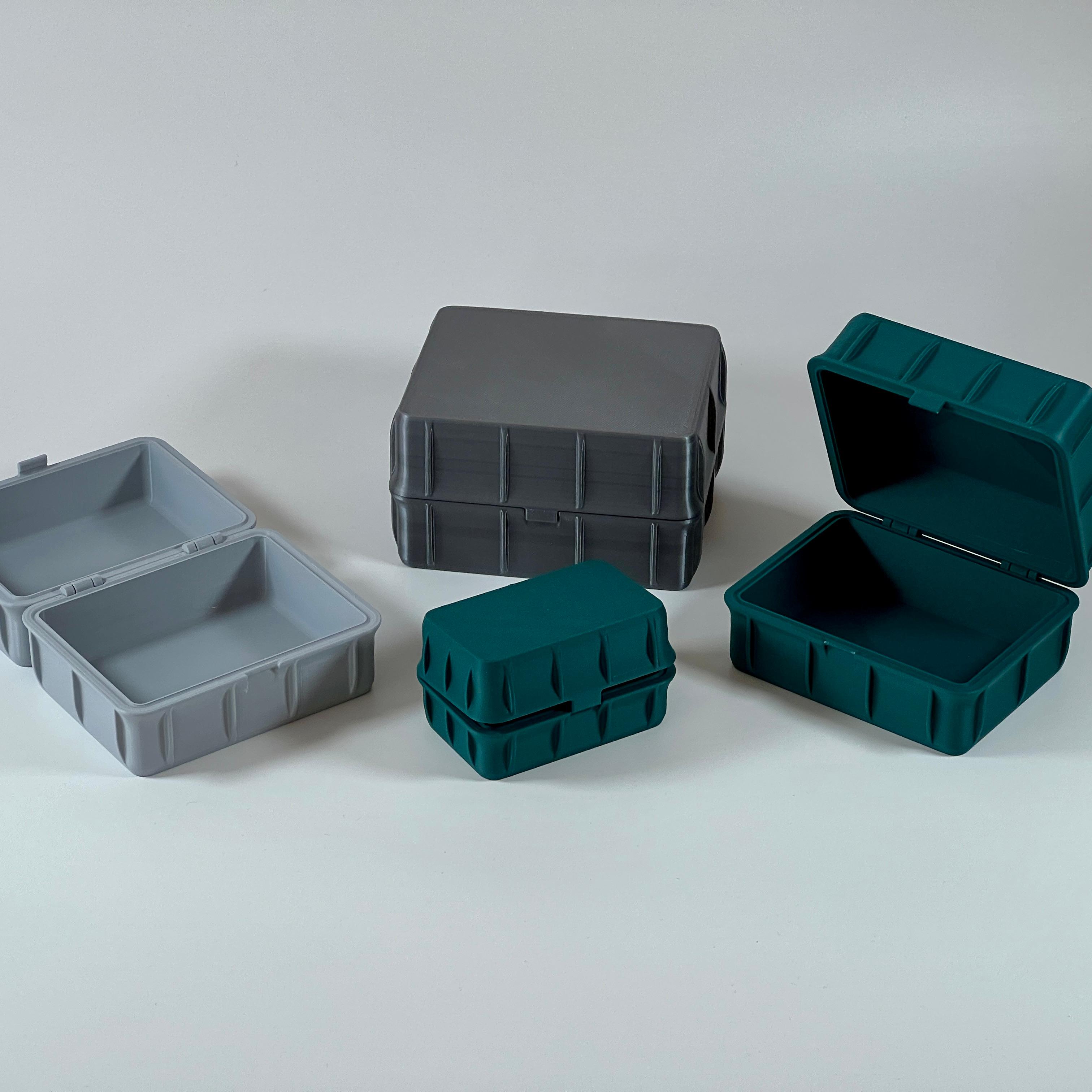 Set of 4 Storage Boxes Print in Place with Snap Lock 3d model