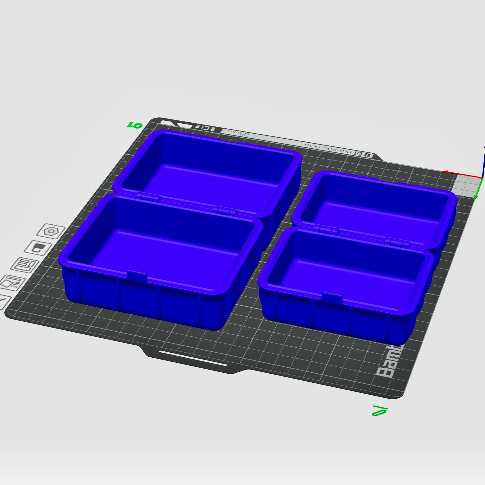Set of 4 Storage Boxes Print in Place with Snap Lock 3d model