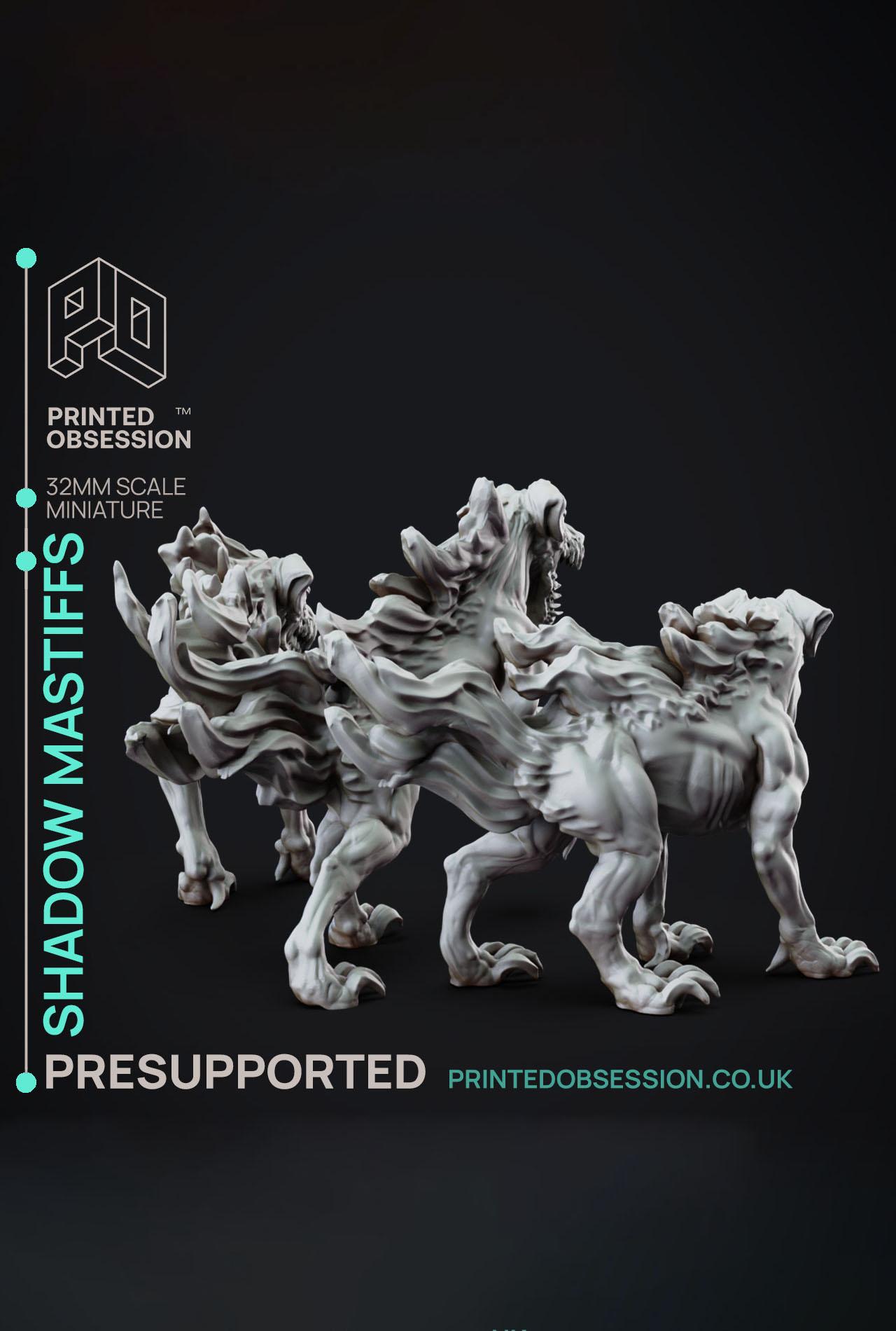 Shadow Mastiff - Faywild Vs Shadowfell - PRESUPPORTED - Illustrated and Stats - 32mm scale			 3d model