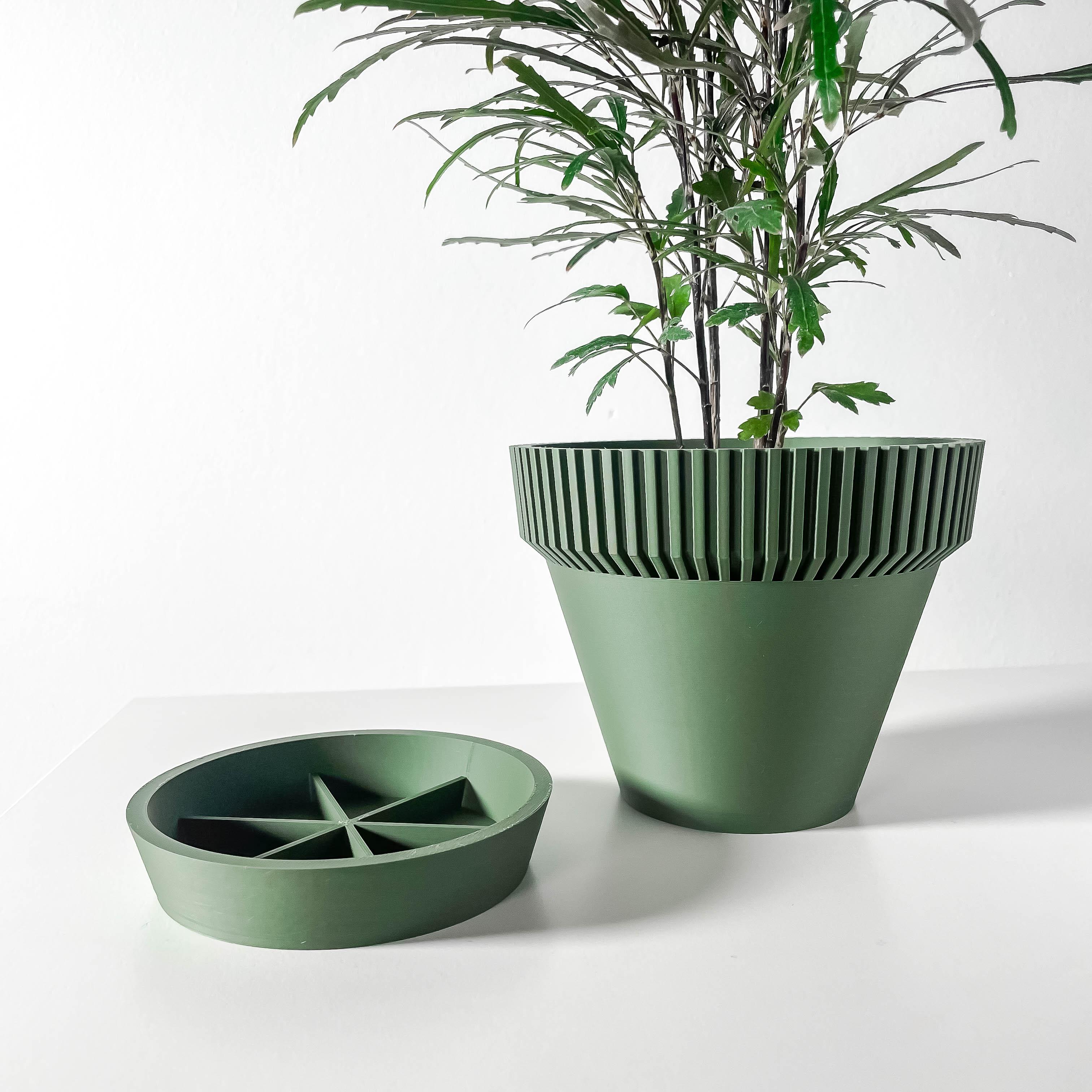 The Nari Planter Pot with Drainage Tray: Modern and Unique Home Decor for Plants and Succulents 3d model