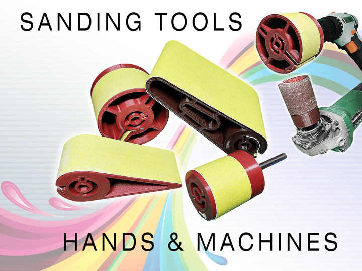 Sanding tools - hands & machines 3d model