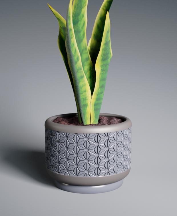 Planter Pot Asanoha with Rounded Base 3d model