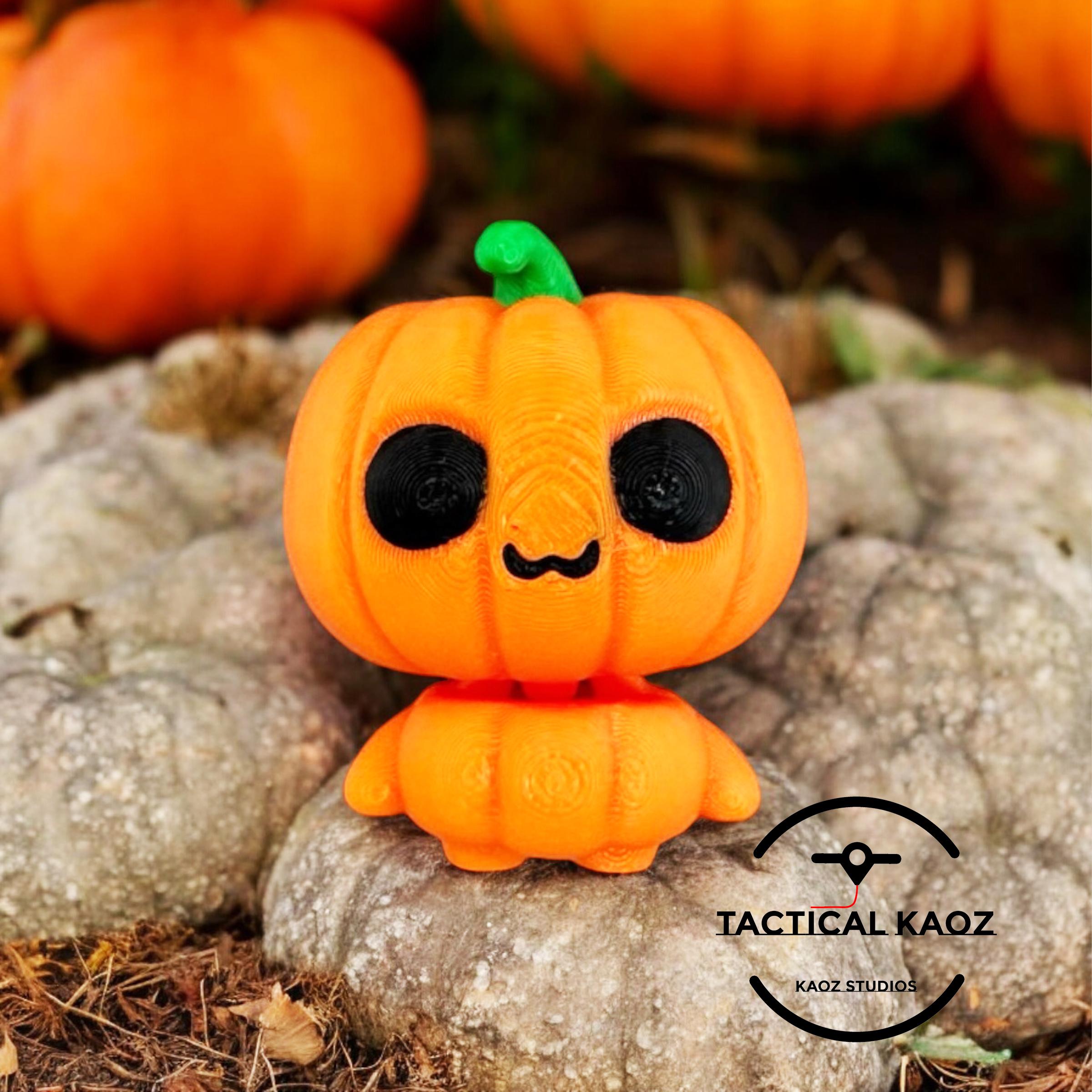 Mini Pumpkin Buddy Articulating Flexy - Wiggle and Stand 3d model