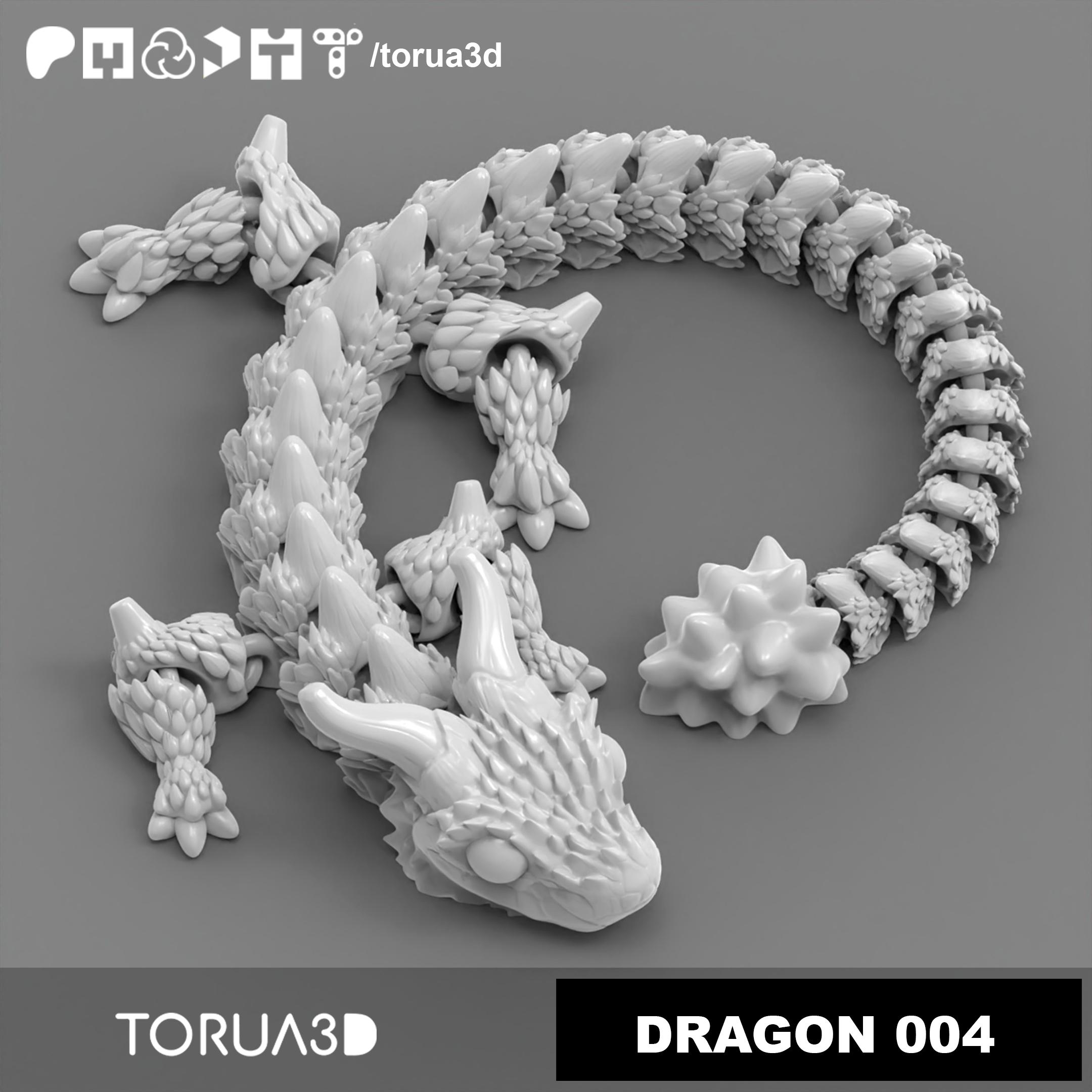 Articulated Dragon 004 - Print in place - No supports - Free - 3mf - STL 3d model