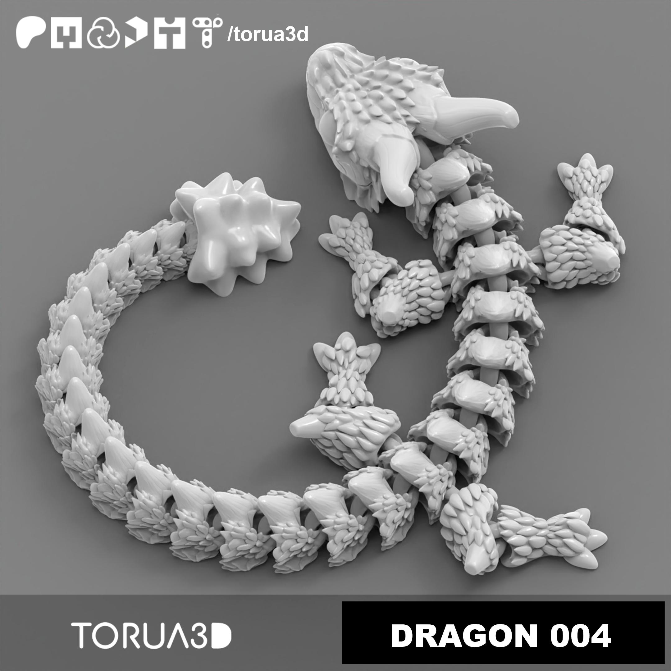 Articulated Dragon 004 - Print in place - No supports - 3mf - STL 3d model