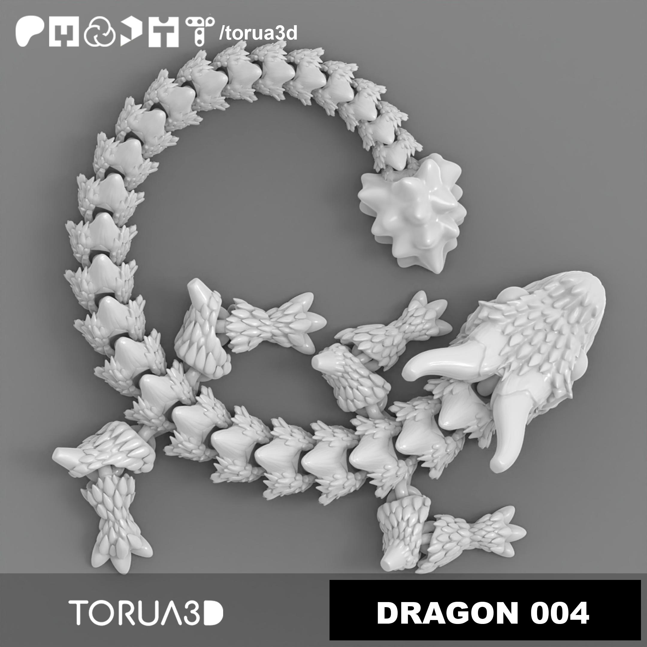 Articulated Dragon 004 - Print in place - No supports - Free - 3mf - STL 3d model