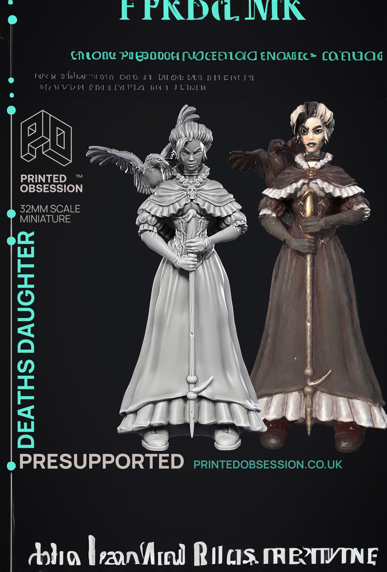Deaths Daughter - The Keeper - PRESUPPORTED - Illustrated and Stats - 32mm scale  3d model