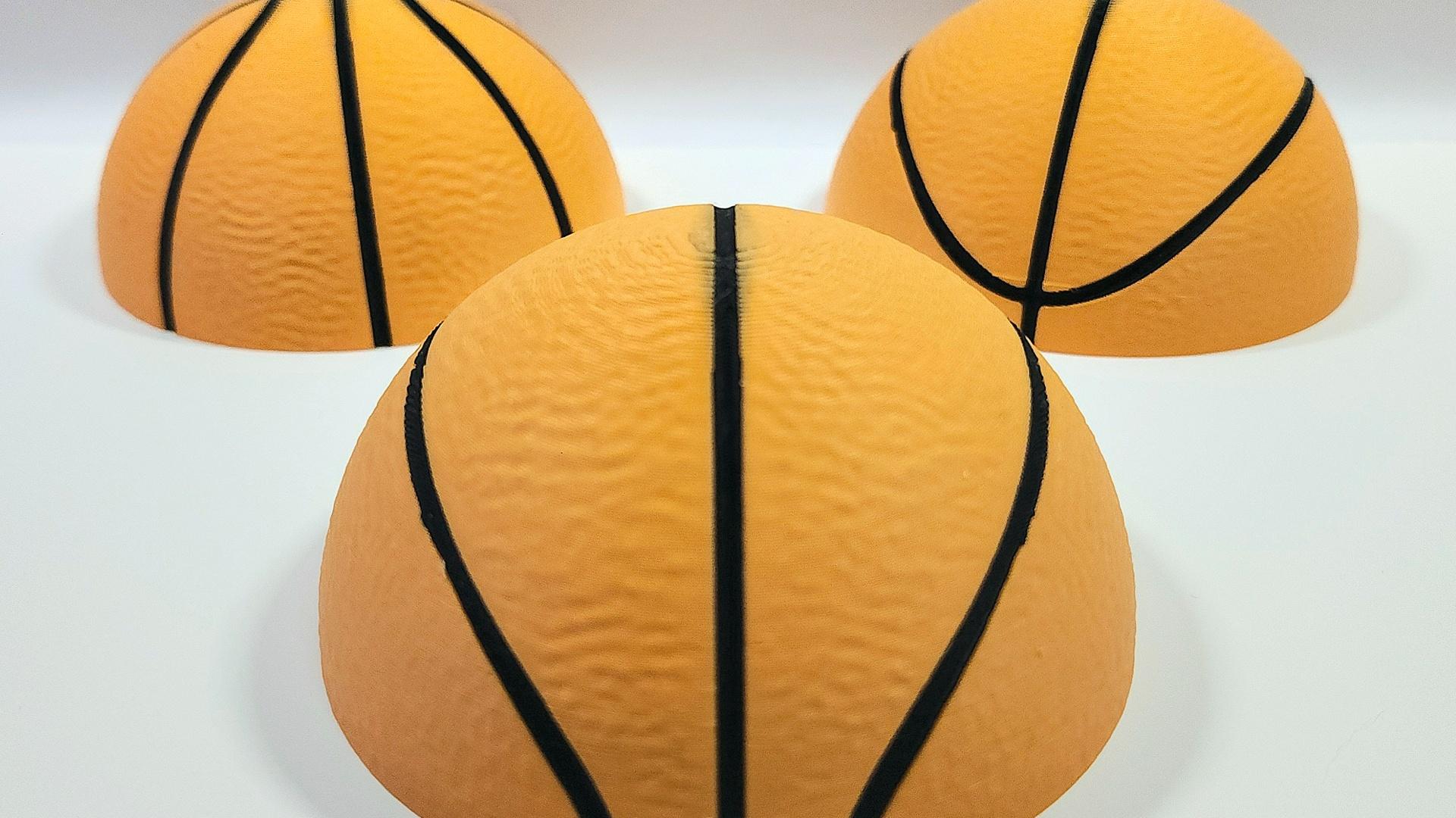 6-inch Decorative Basketball Trio :: 'Wall Ballz' Hanging Pop-Out 3D Art Collection - All 3 wall-mount basketball designs, multi-color printed using orange & black PLA. - 3d model