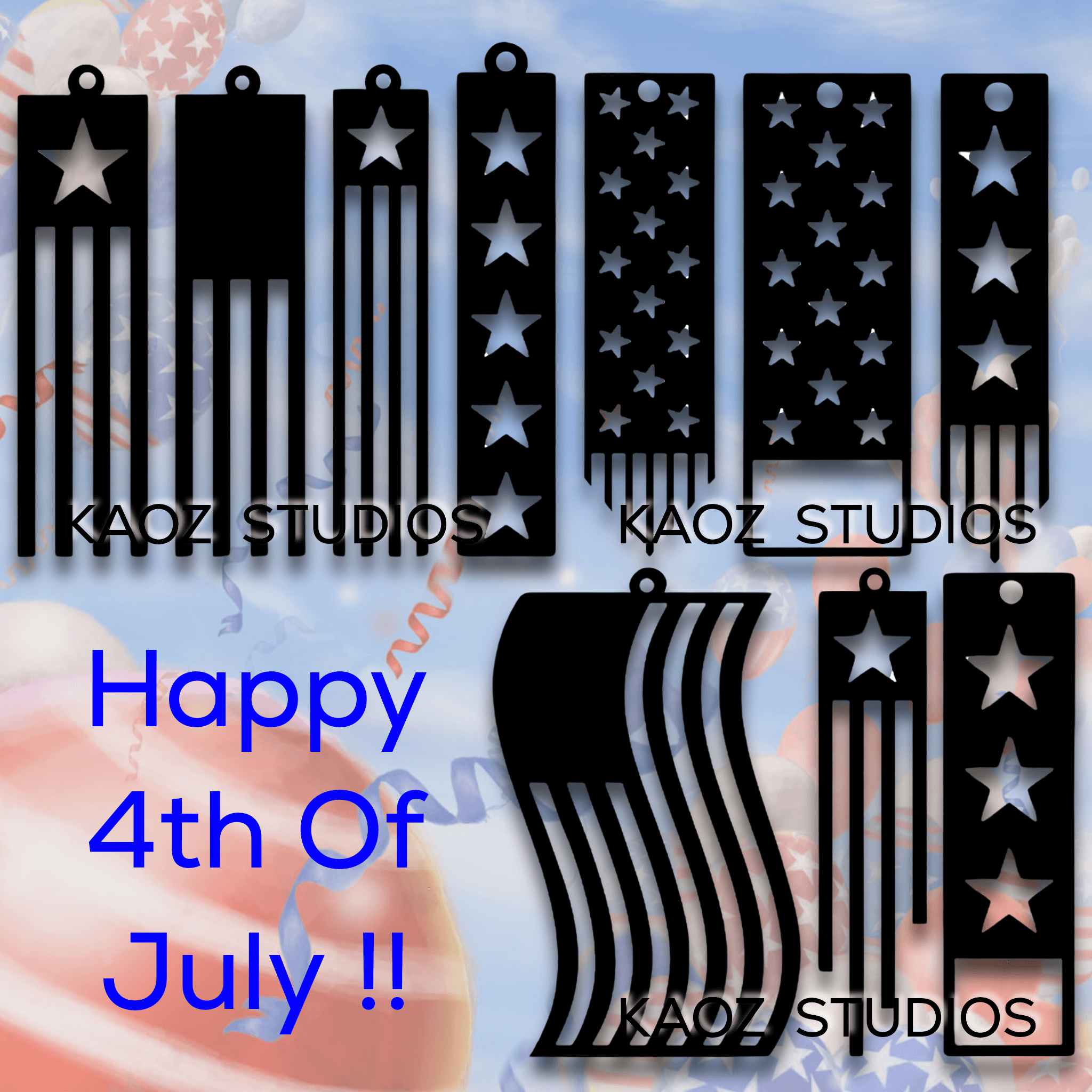 Patriotic Wall Art Independence Day Wall Decor 4th of July Keychains 3d model