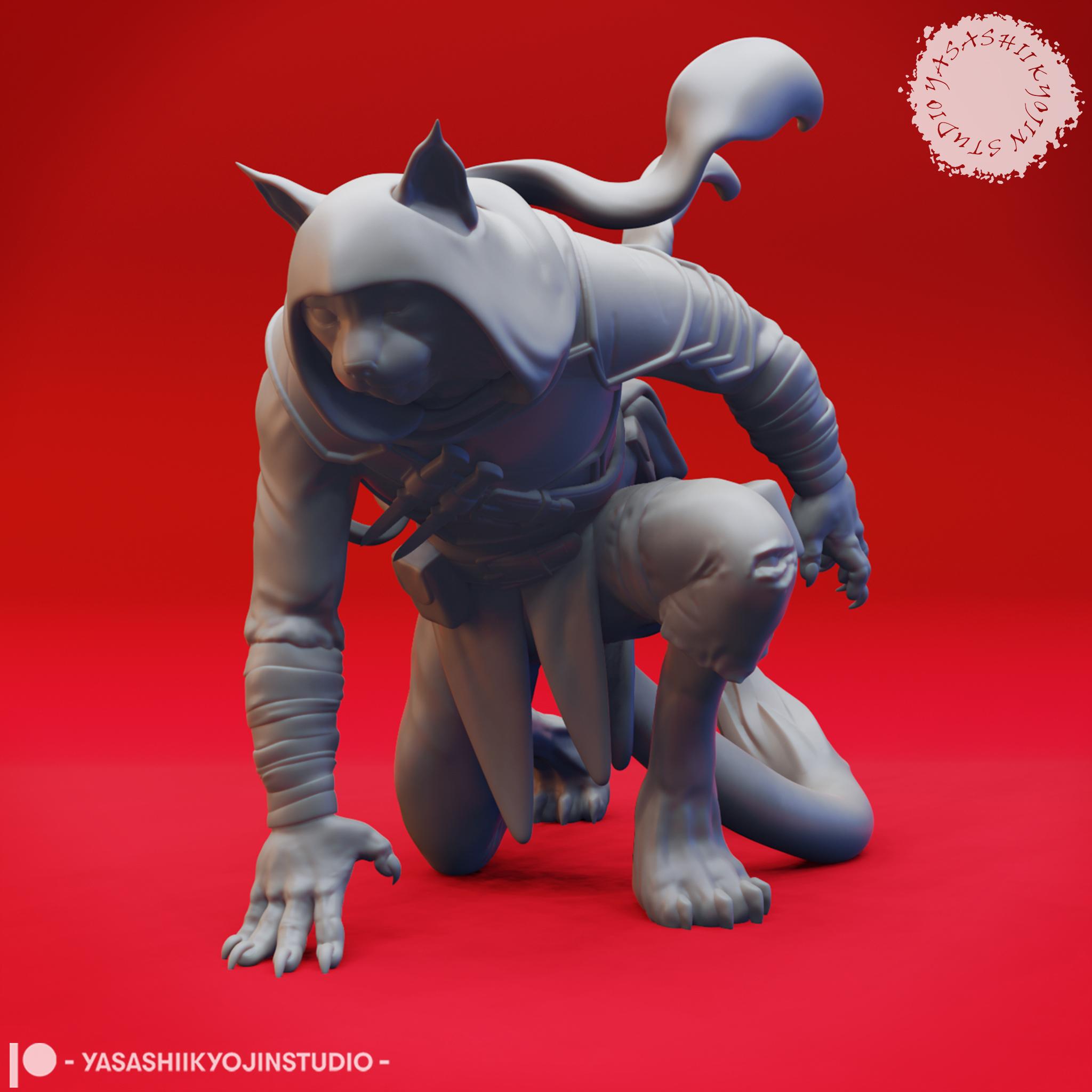 Litter of Tabaxi - Tabletop Miniatures (Pre-Supported) 3d model