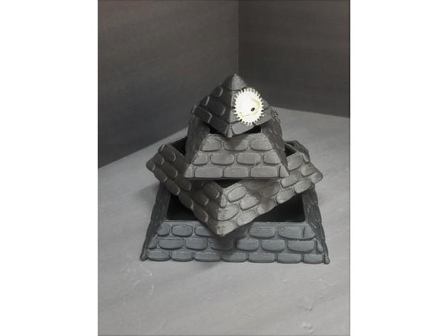 WORN STONE PYRAMID with SECRET COMPARTMENT 3d model