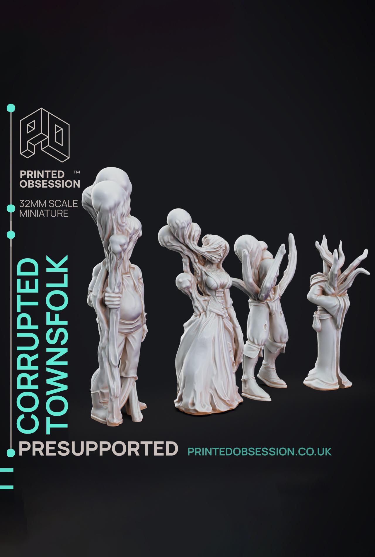 Corrupted Towns Folk - Mists of Change - PRESUPPORTED - Illustrated and Stats - 32mm scale			 3d model